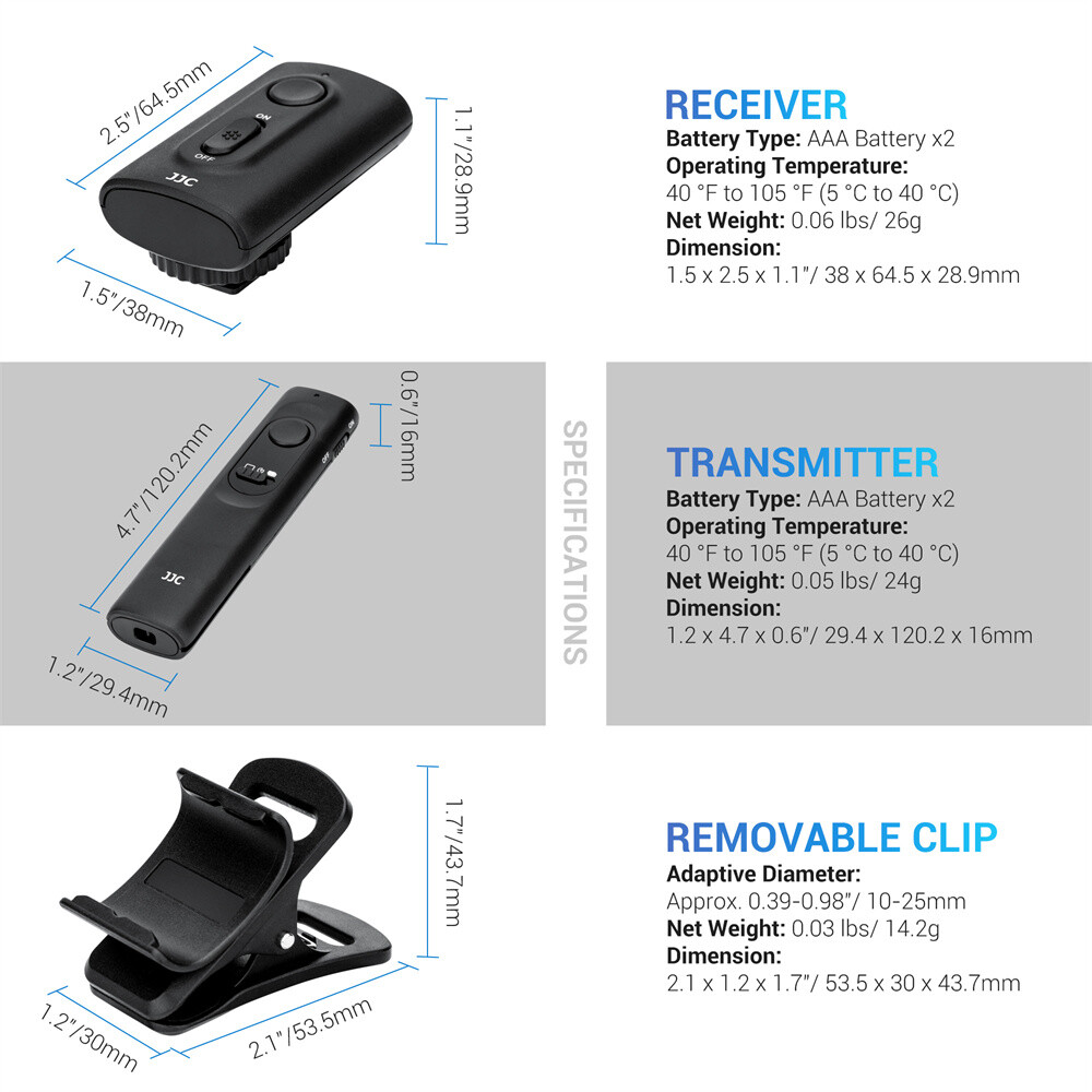 JJC Wireless Remote Control for Nikon Camera Replace MC-30 MC-36 MC-30A