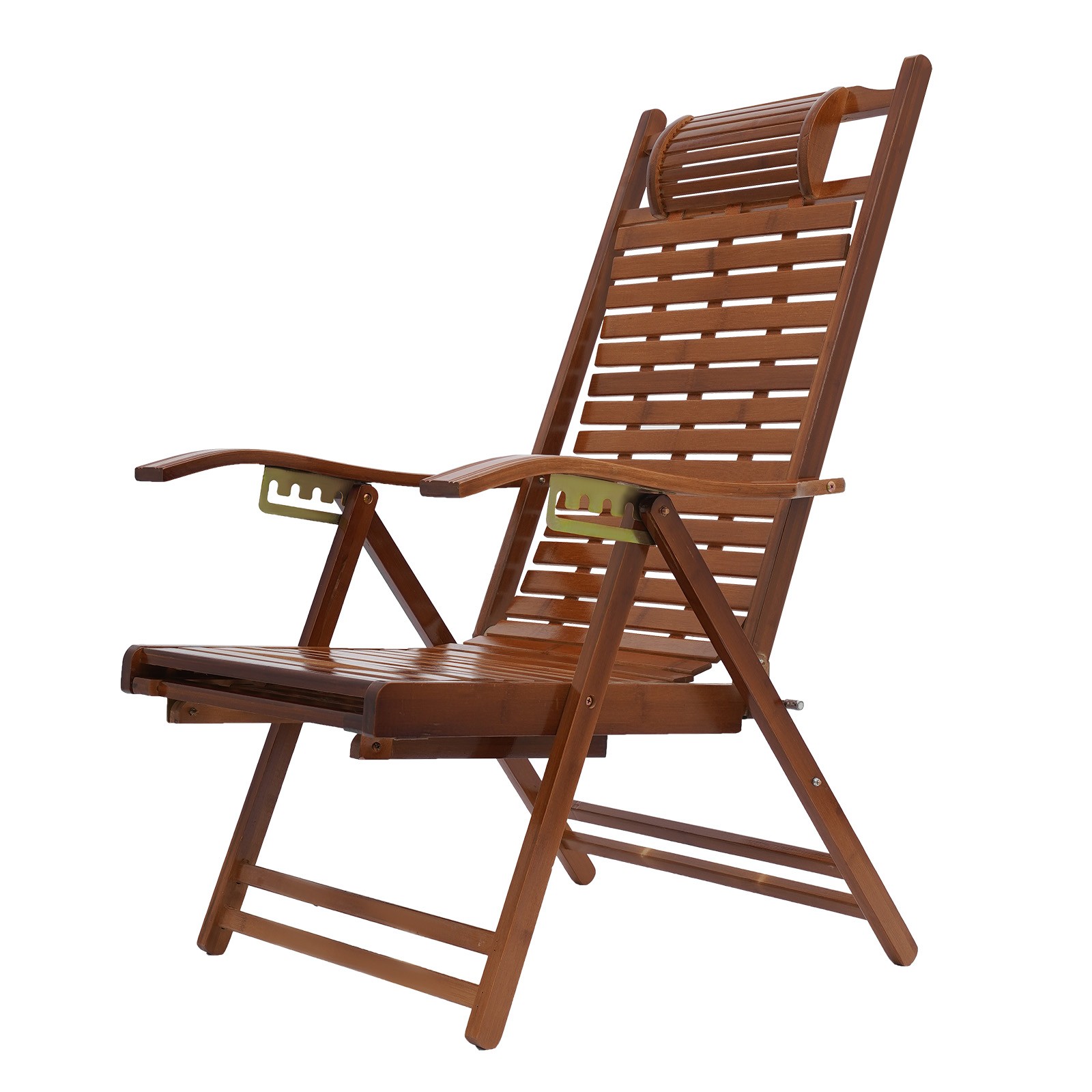 Bamboo Folding Rocking Chair Adjustable Backrest Lounge Recliner Indoor Outdoor