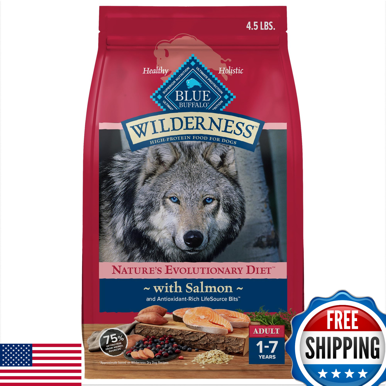 Blue Buffalo Wilderness Salmon High-Protein Dry Dog Food 4.5lb