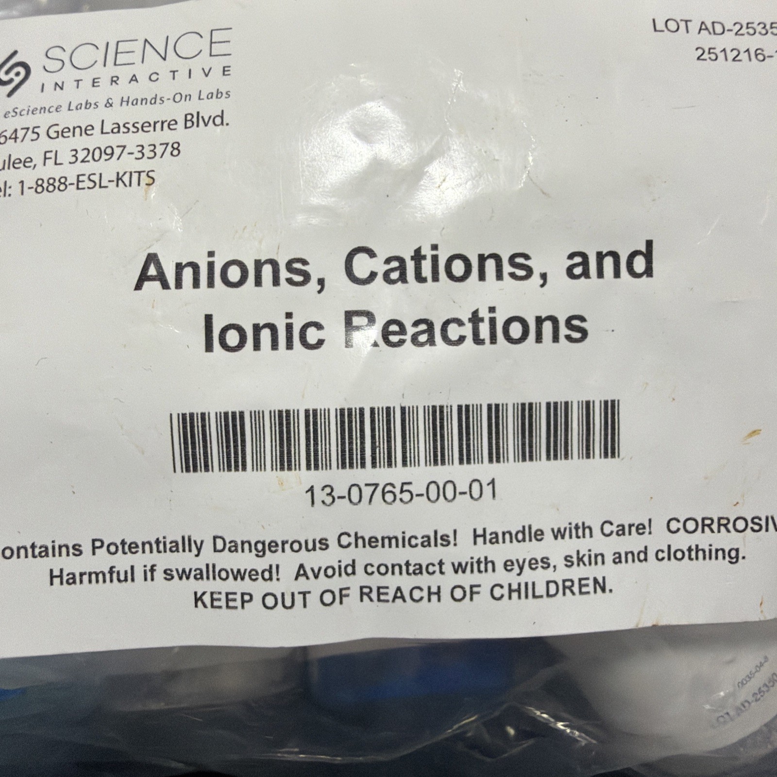 Science Interactive Anions, Cations And Ionic Reactions Kit
