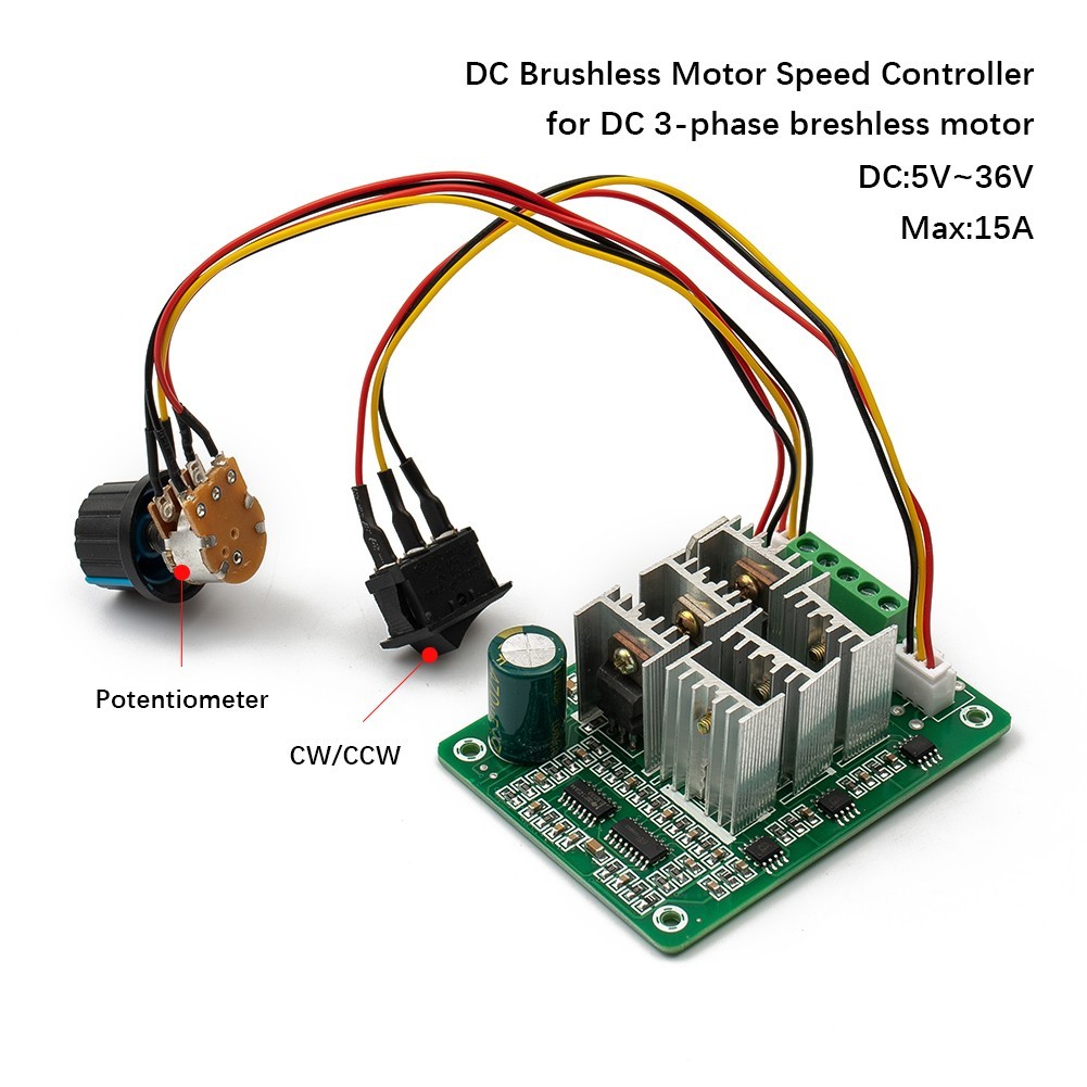 Reversible Brushless Motor Driver for cw Mode DC 5V 36V 15A 3-Phase Control