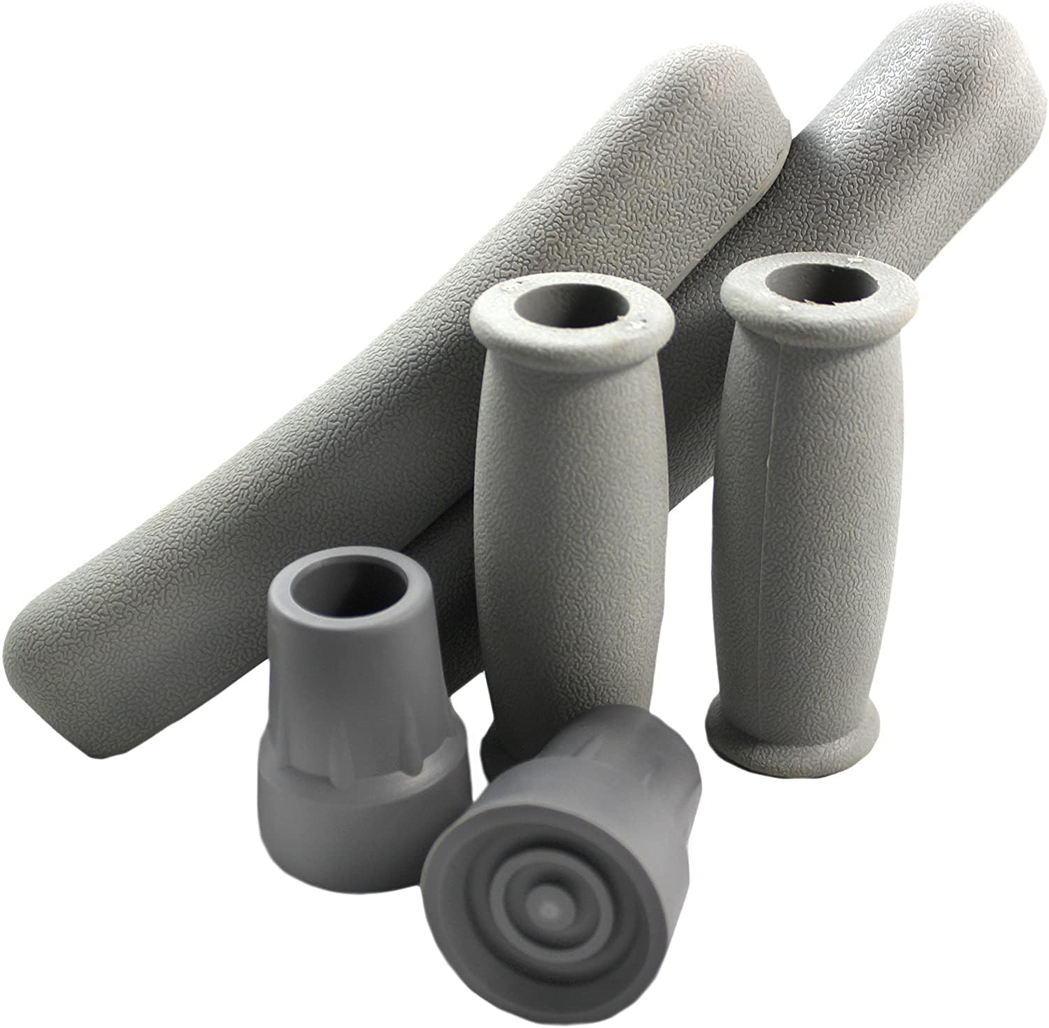 Replacement Crutch Parts Set, Comfortable Gray Rubber Pads Underarm Cushions,...