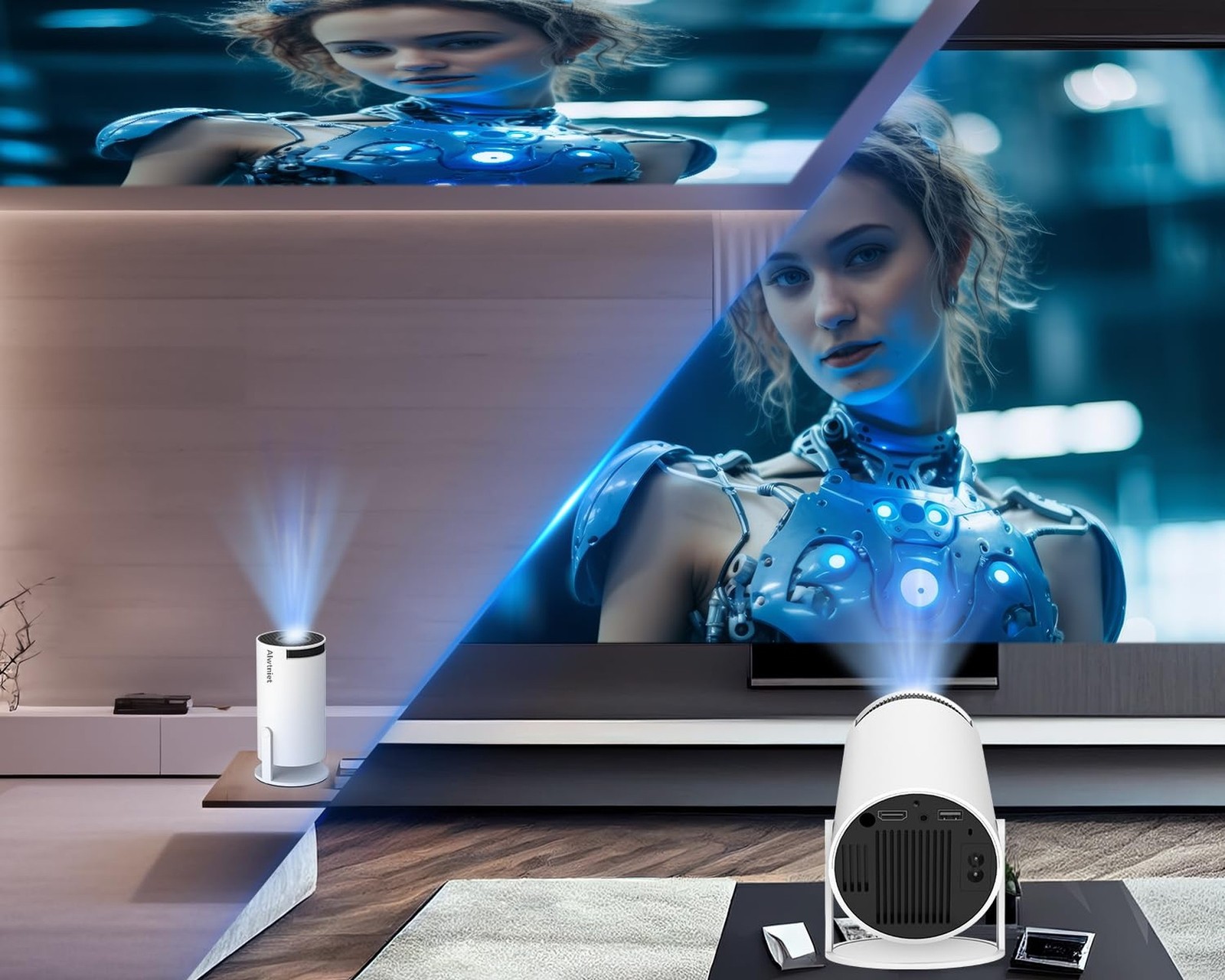 Portable Projector 4K 1080P Full HD Support, Mini Projector with Android 11, ...