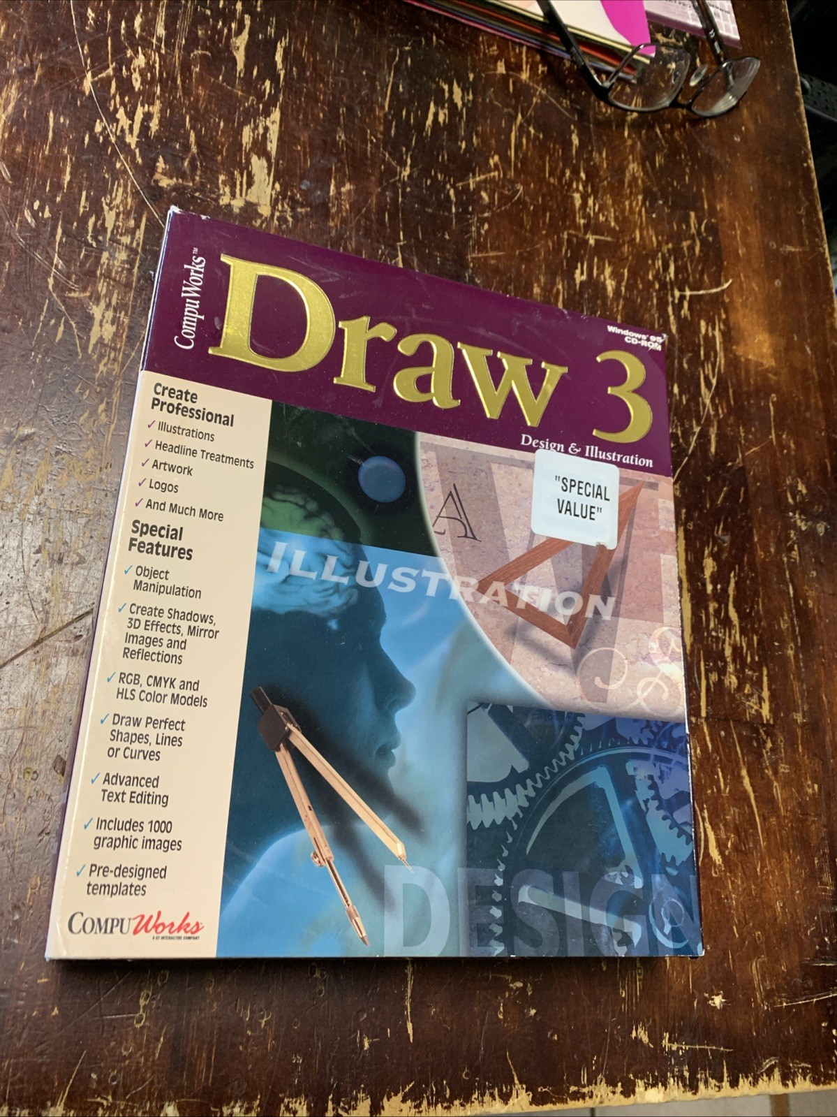 Draw 3 Compu Works - Design & Illustration CD-Rom Disc for Windows PC