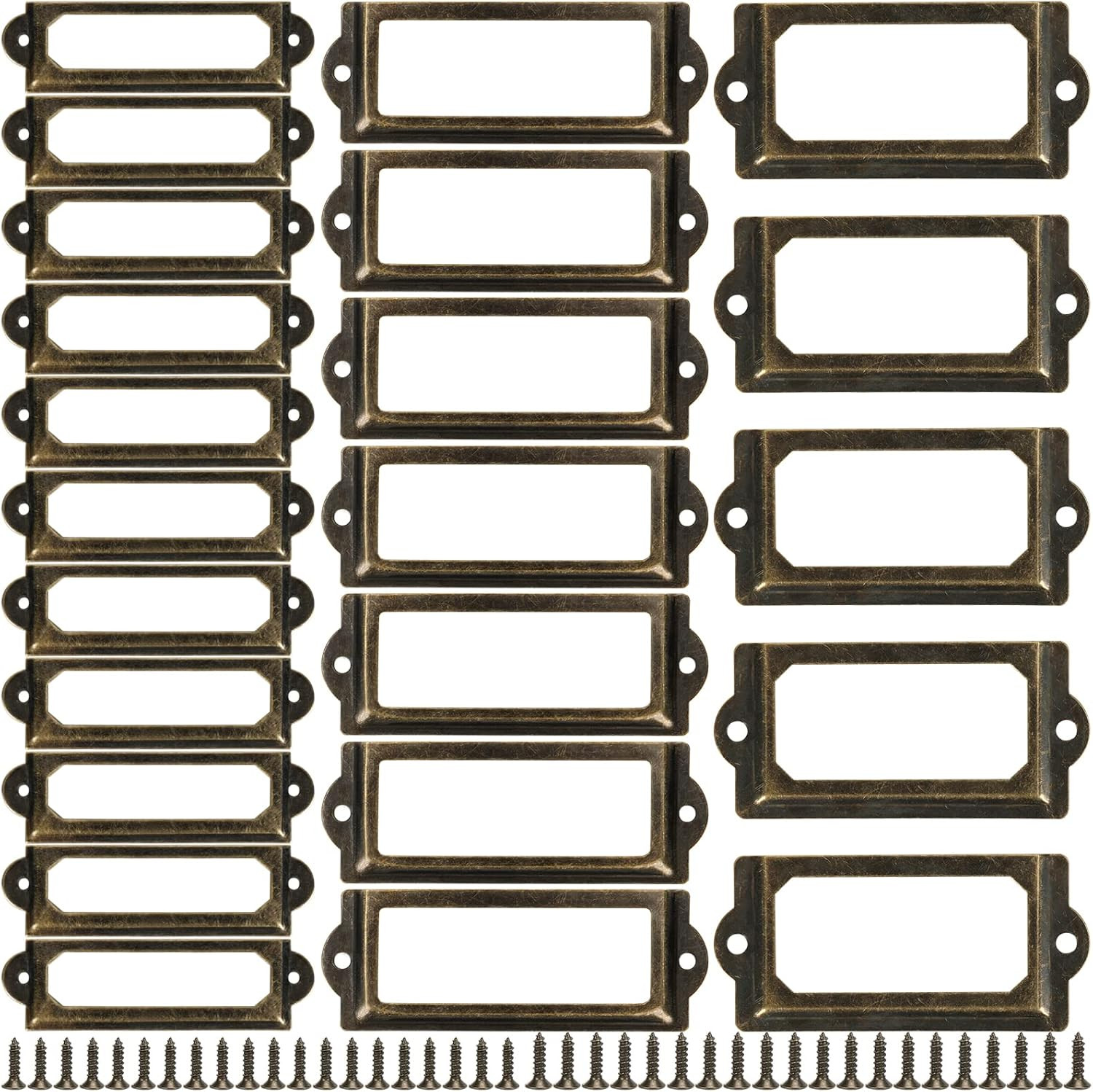 60 Pcs Office Library File Drawer Cabinet Card Tag Label Holder Metal Frame, Ant