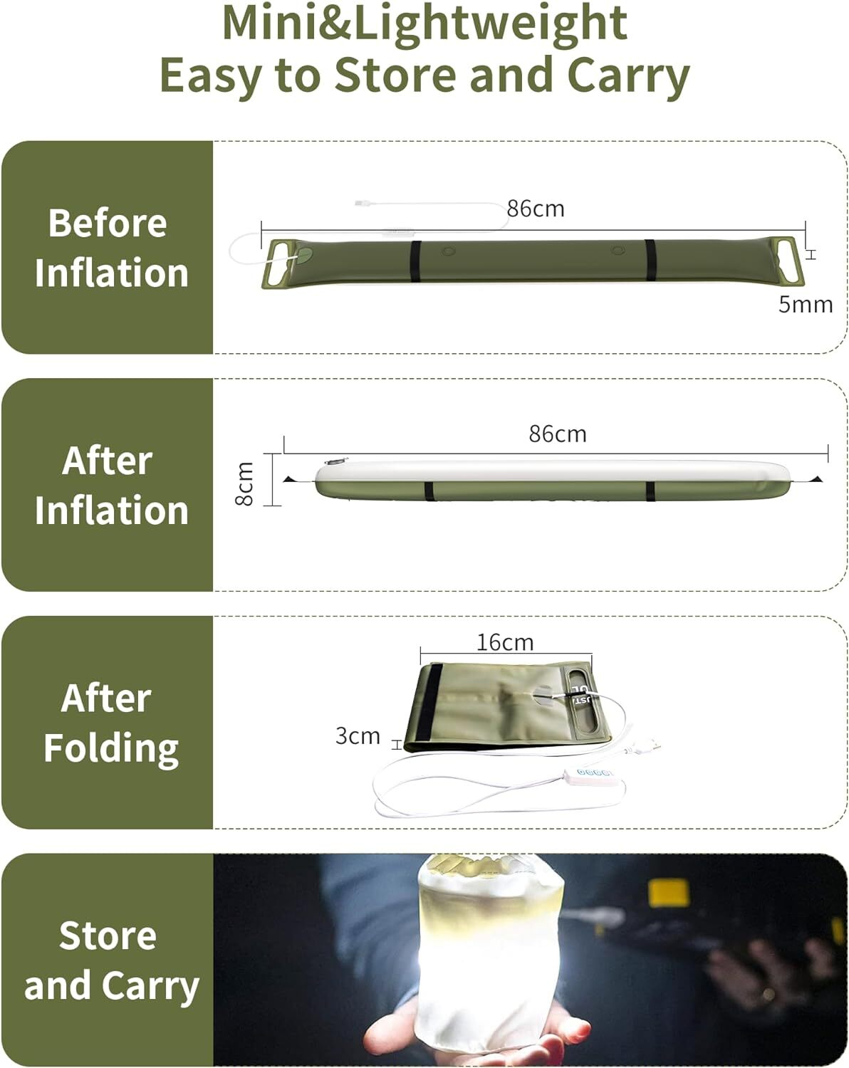ZTARX Inflatable LED Tube Camping Fill Light Outdoor Waterproof Travel Light USB