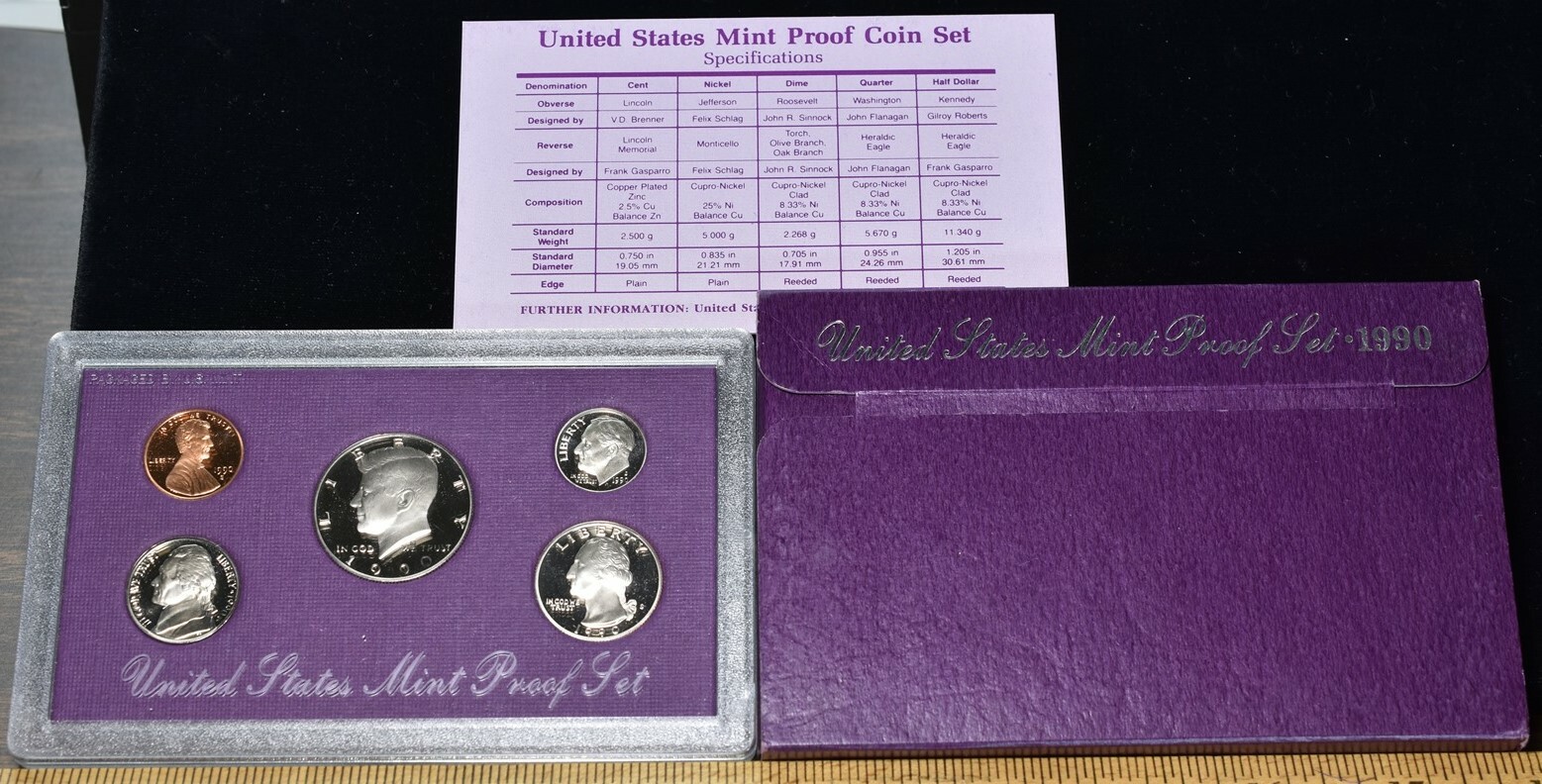 1990-S U.S. Mint Proof Set 5 Coins - Pristine Hand Picked Set