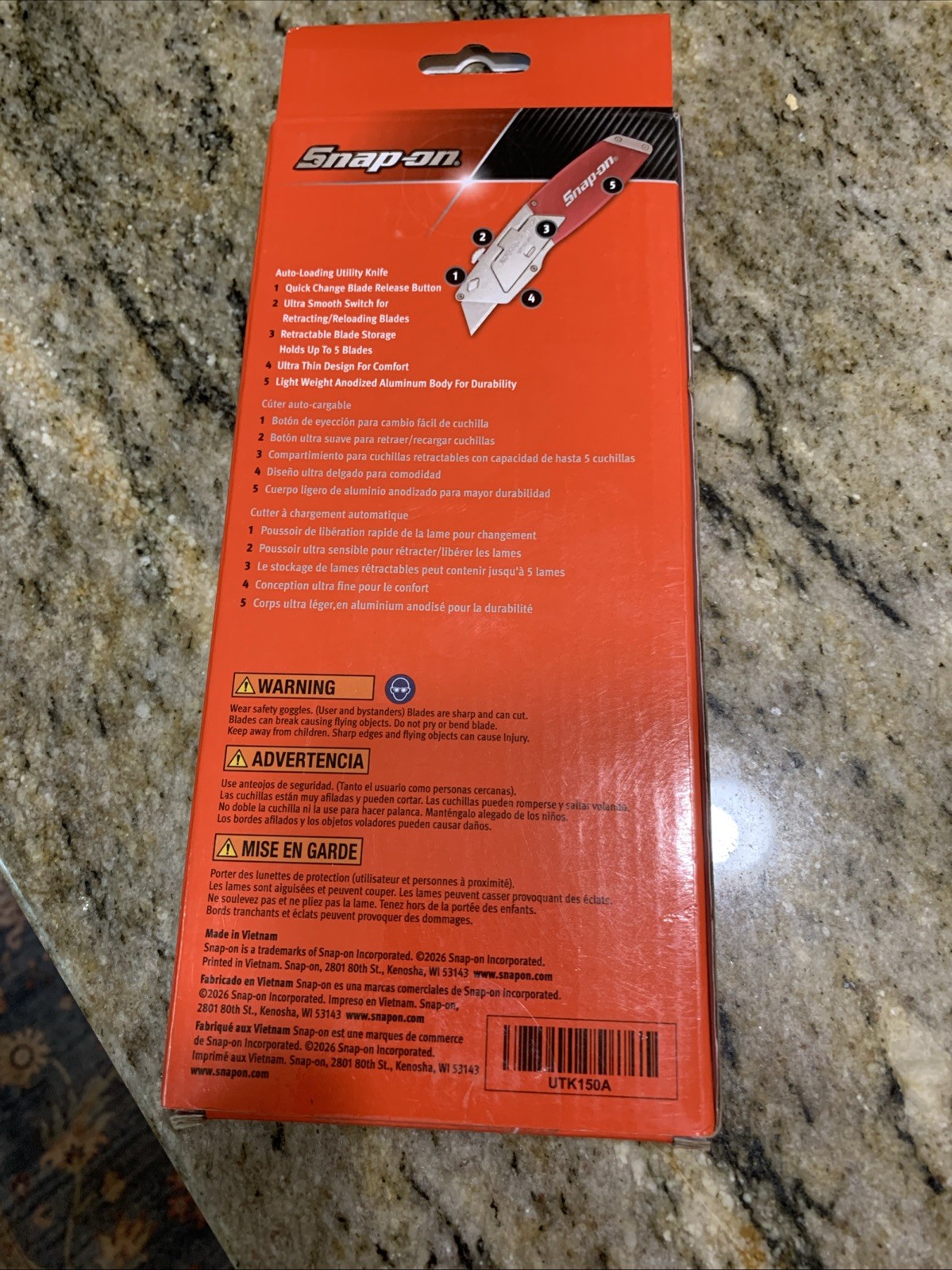 SNAP-ON Autoloading Multipurpose utility knife UTK150A NEW