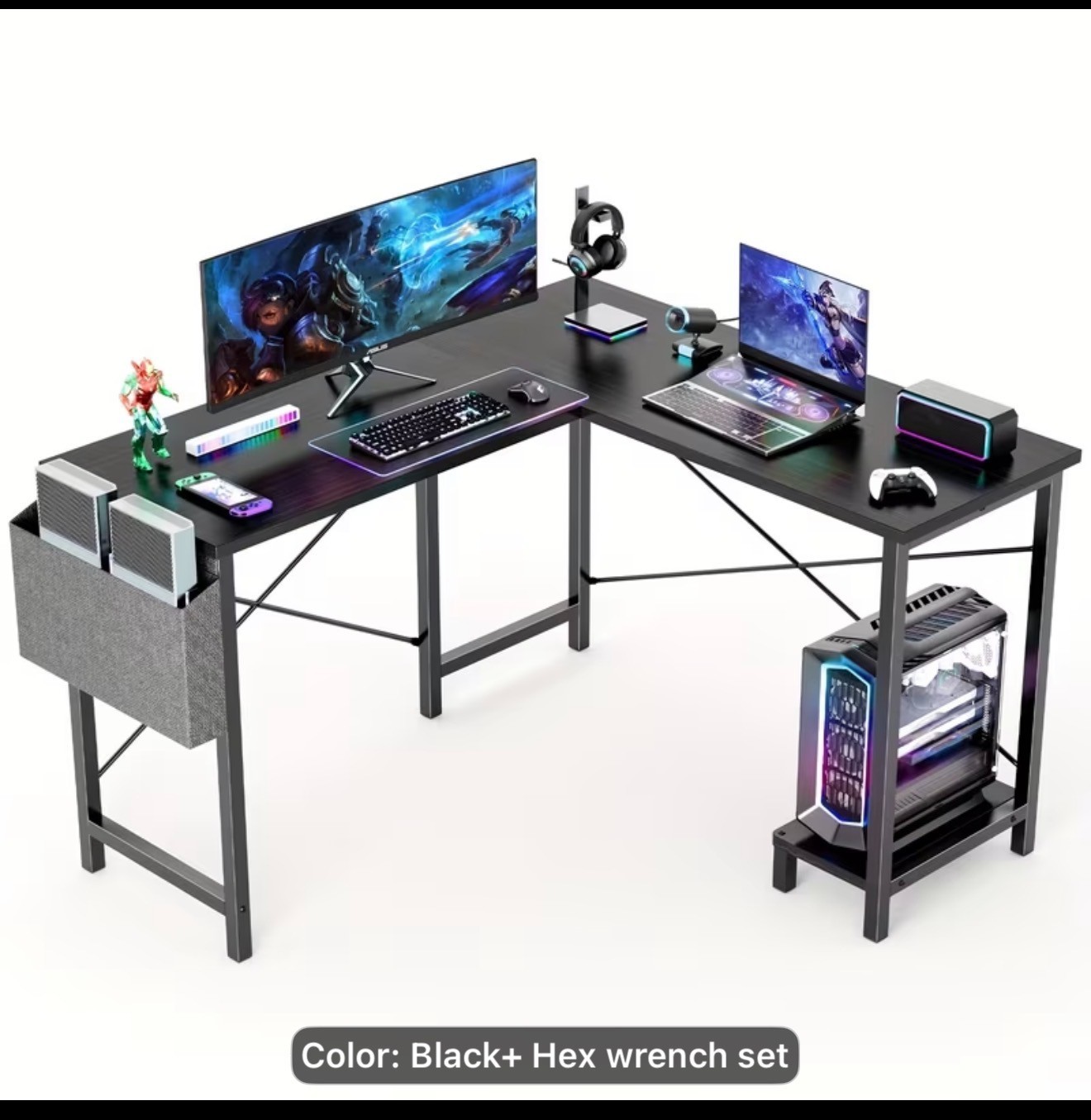 Office Shared Space 50Inch L Shaped Computer Desk - Gaming Table Corner Desk PC
