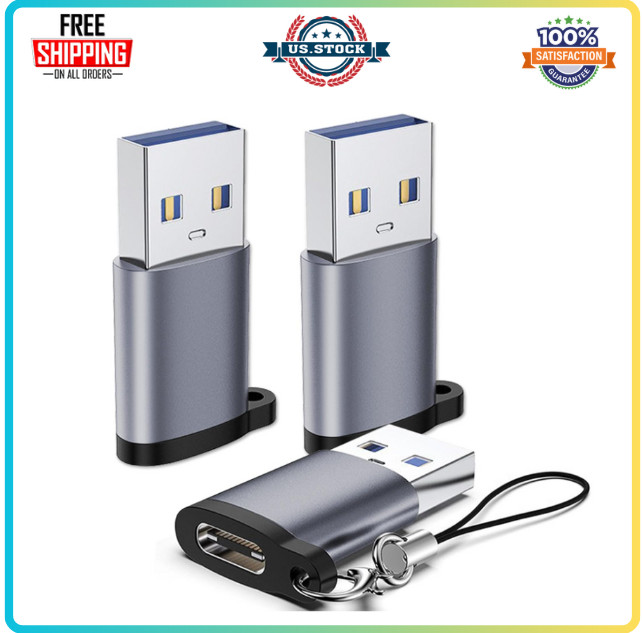USB C Female to USB Male Adapter 3 Pack, USB C to USB 3.0 Adapter, Type C to ...