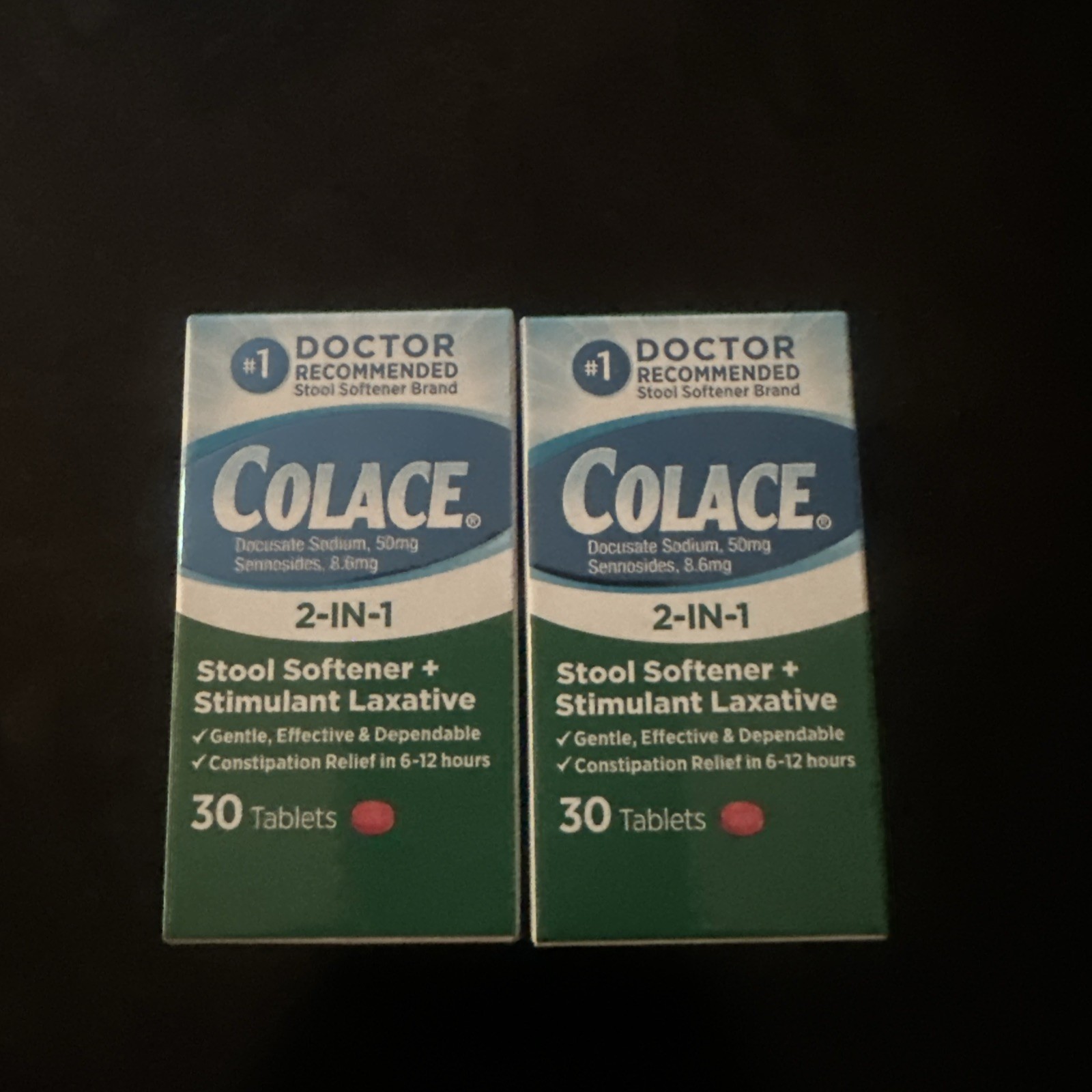 Colace 2-in -1 Stool Softener & Stimulant Laxative 30 Tablets Exp.11/28 Lot of 2