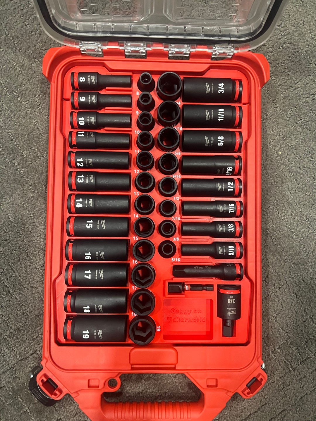 Milwaukee 3/8in 43PC Impact Socket Packout Insert –  (Insert Tray only)