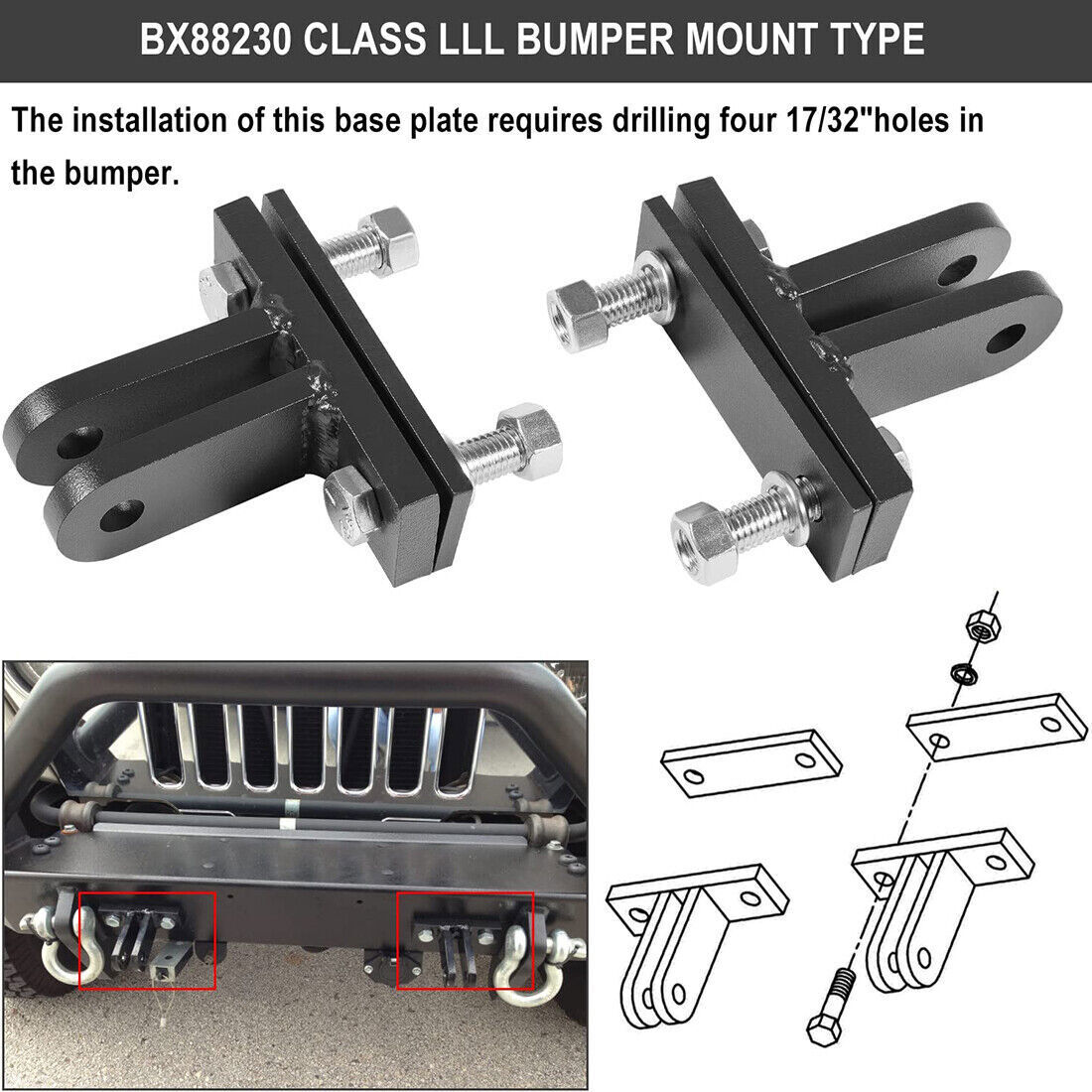 BX88230 Universal Base Tow Bar Purpose Adapter Bracket Kit for Blue Ox Tow Bars