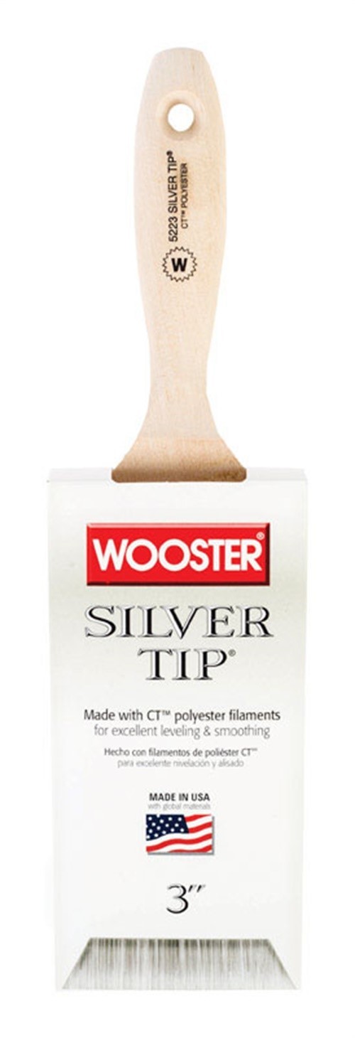 Wooster 5223-3 Silver Tip Wood Handle Polyester Blend Flat Paint Brush 3 W in.