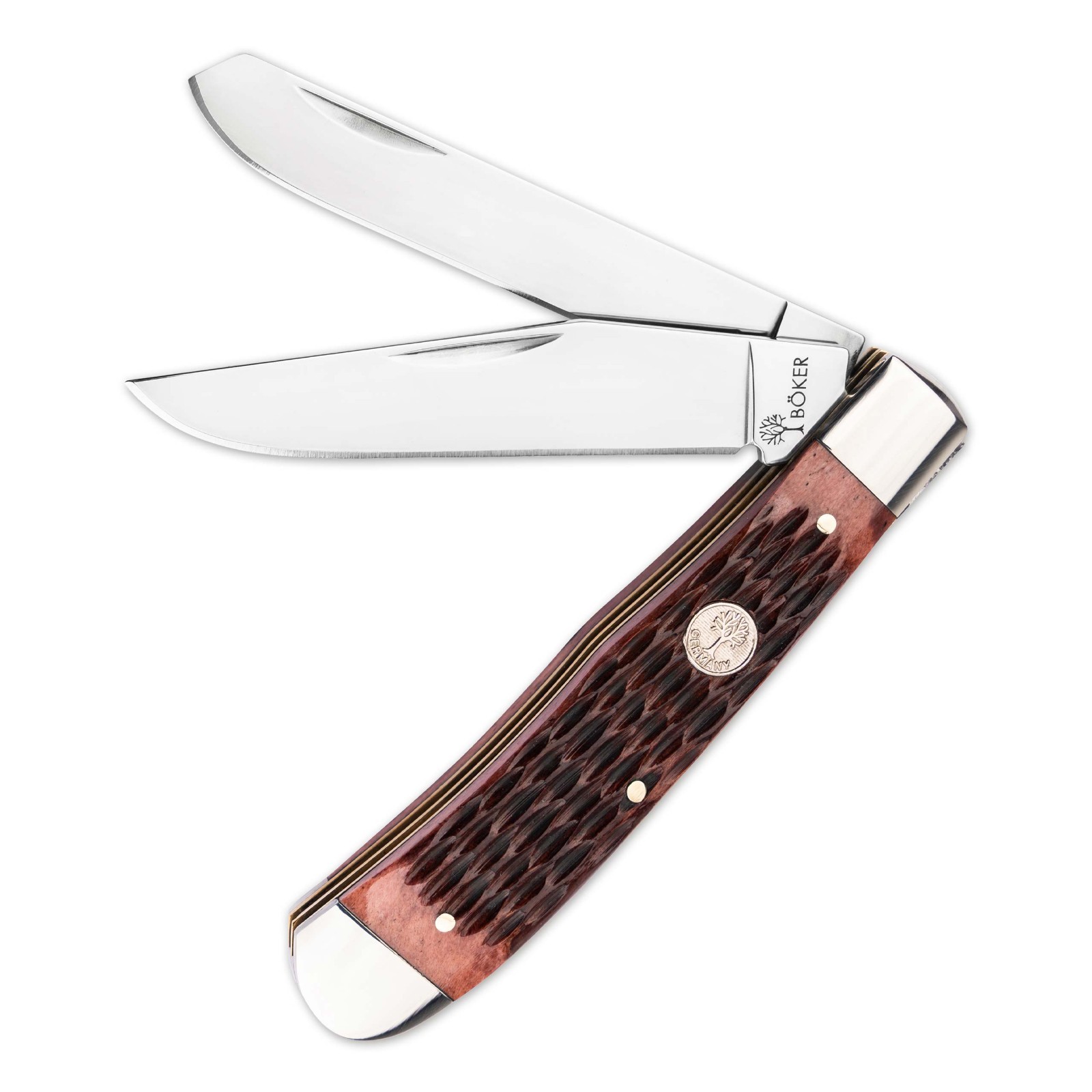 BOKER Treebrand 1095 Trapper Jigged Brown Bone Classic Two-Blade Knife 110881