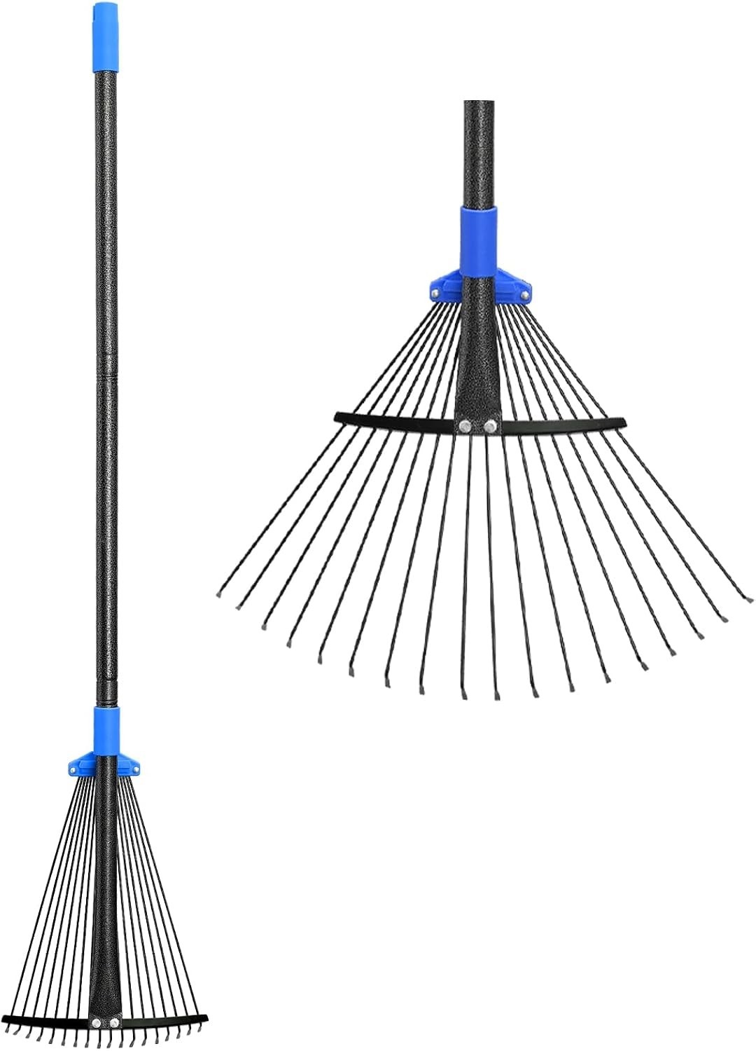 Expandable Rake with Long Handle for Easy Yard Work - From Pine Straw to Leaves