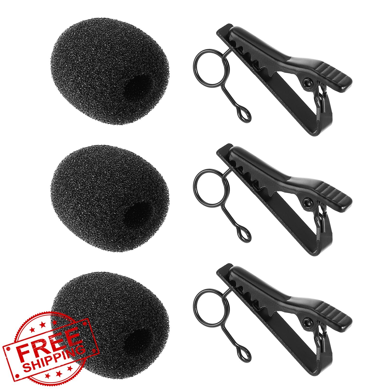 3PCS Metal Lavalier Mic Clip with Foam Covers