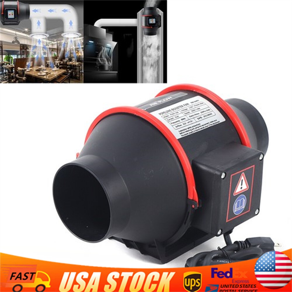 4'' 310 CFM Silent Exhaust Inline Duct Fan Ventilation Blower Fan Air Circulatio