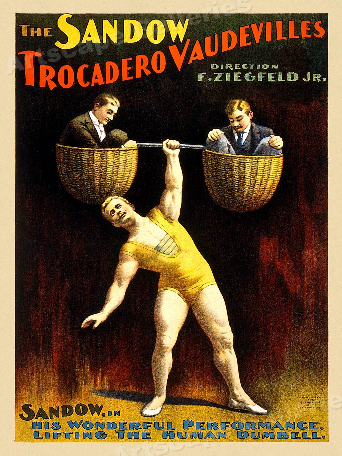 1894 Vaudeville Act Poster - The Sandow Trocadero Vaudevilles - 18x24