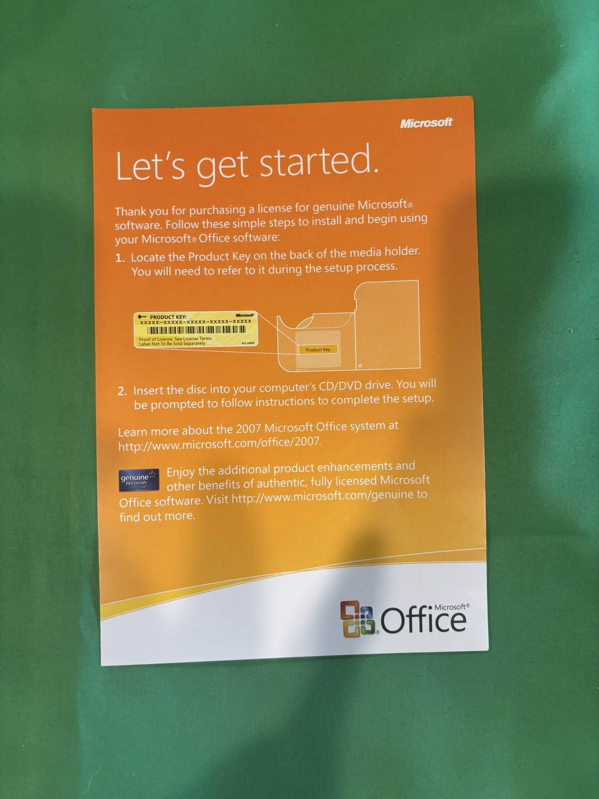 Microsoft Office Home and Student 2007 Software Disc In Original Case Used