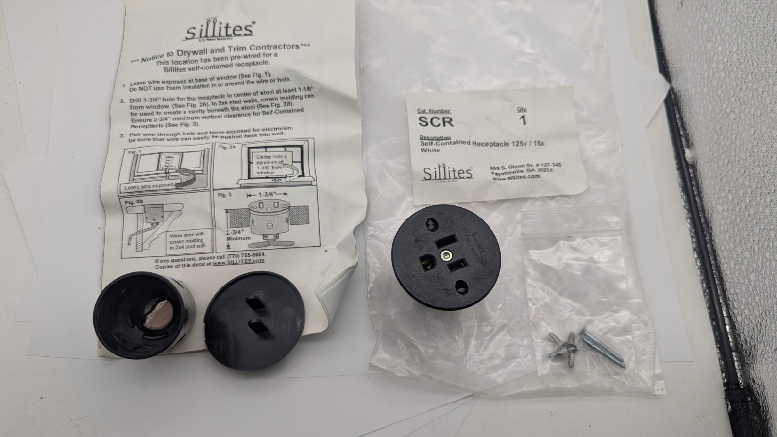 Sillite SCR SELF-CONTAINED RECEPTACLE WINDOW SILL TABLE CABINET 125V 15AMP