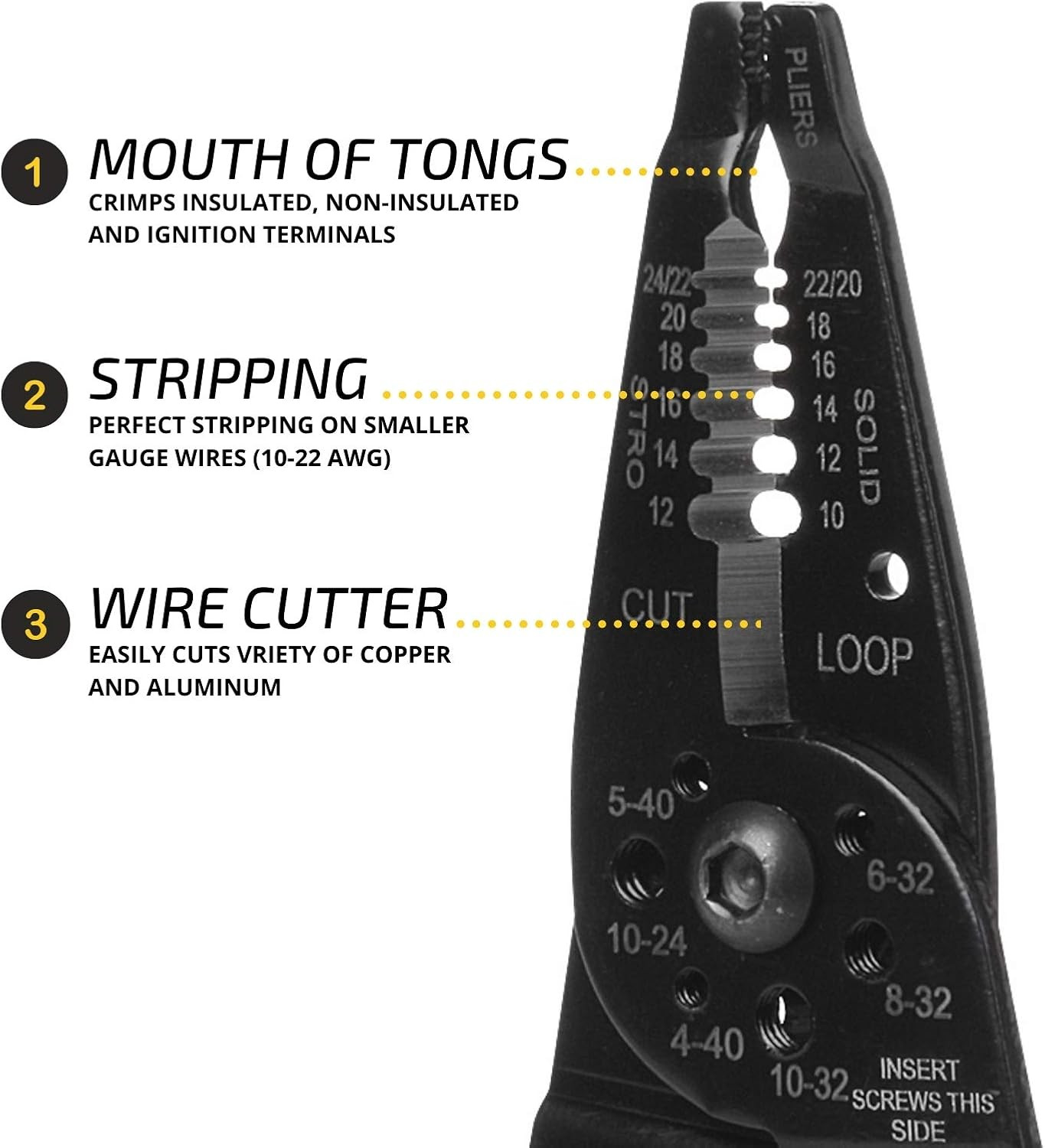 Wire Stripper, 8 Inch, Wire Cutter, Wire Stripper Crimper | Wire Stripping Tool,