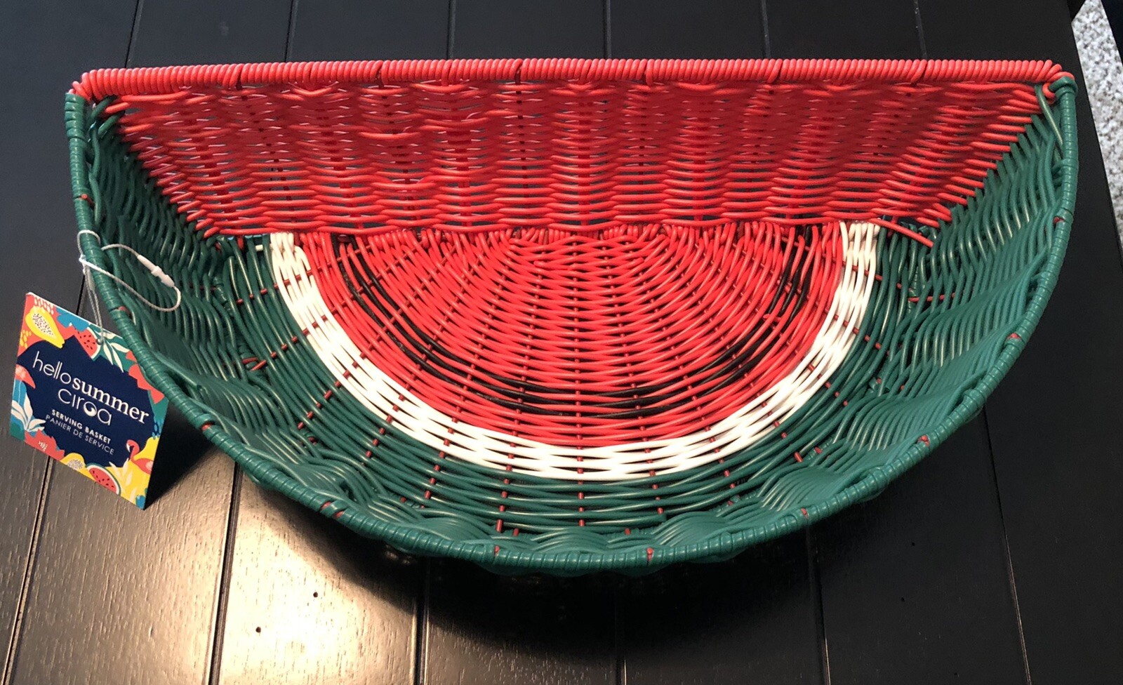 Ciroa Hello Summer Watermelon Resin Wicker Serving Basket 17” New