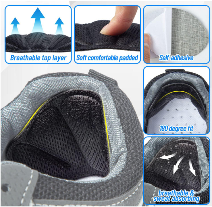 Shoe Heel Inserts, 8 Pcs Mesh Self-Adhesive Heel Cushion Pads for Back, Black