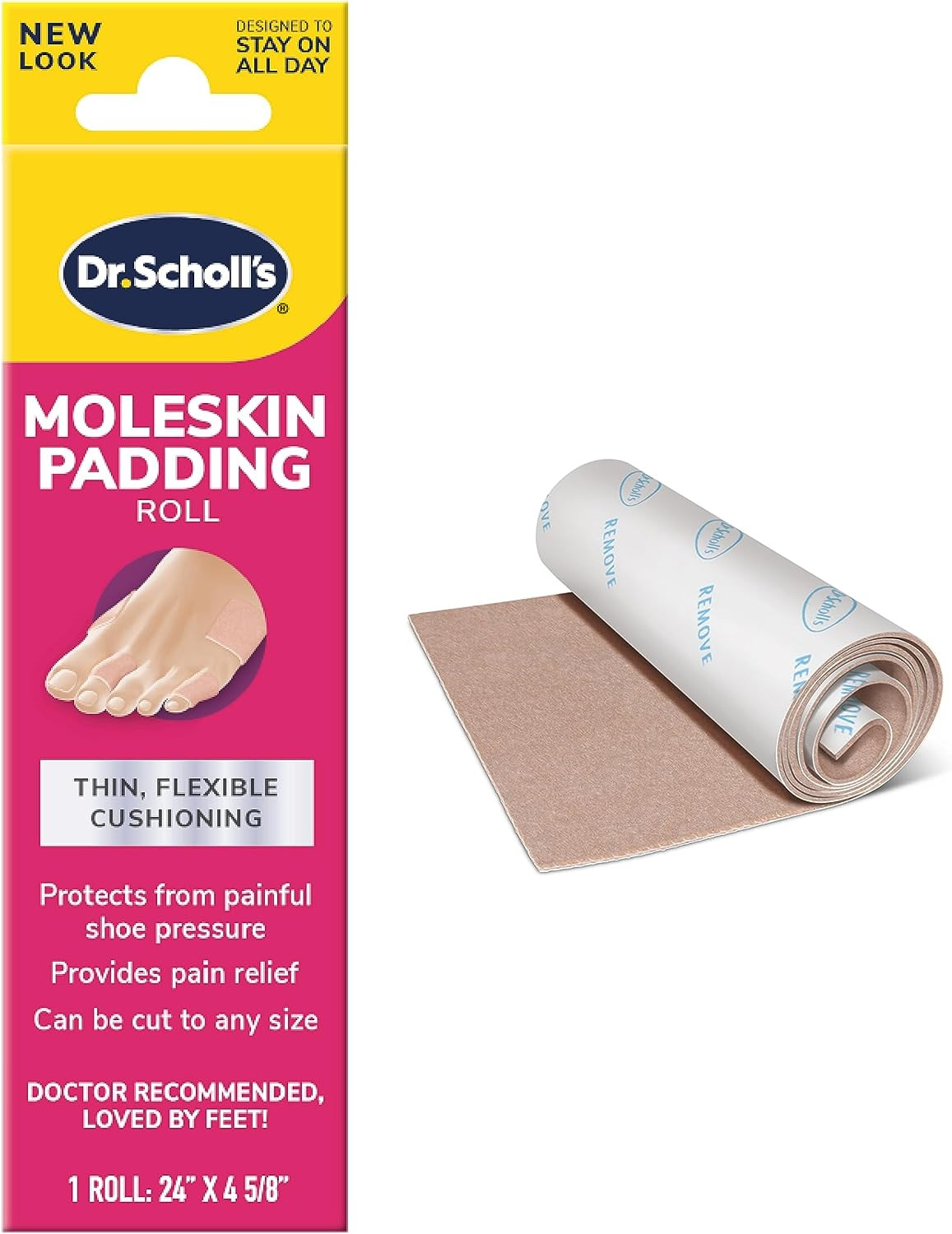Moleskin Padding Roll, 1 Roll - 24 Inches X 4 5/8 Inches