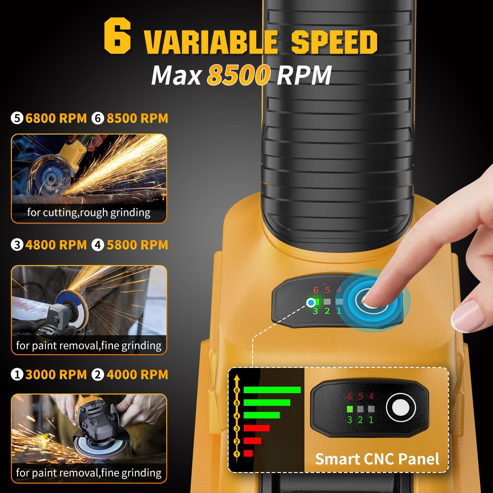 Cordless Angle Grinder 41/2 Inch Brushless Variable Speed Tool Only