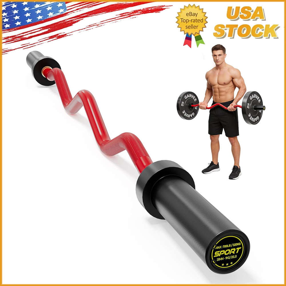 47" EZ Curl Bar for 2 Inch Plates, 700LB Capacity for Home Gym Strength Training