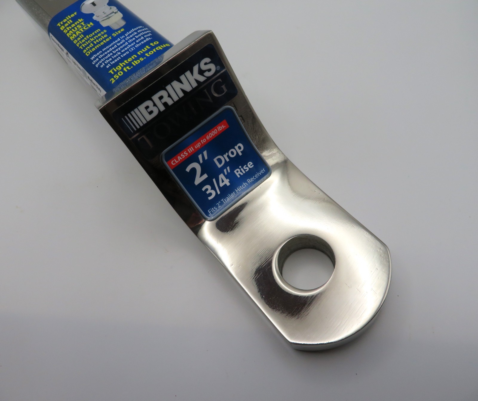 Brinks Stainless Steel Trailer Hitch Ball Mount 2" Receiver 2" Drop 3/4" Rise