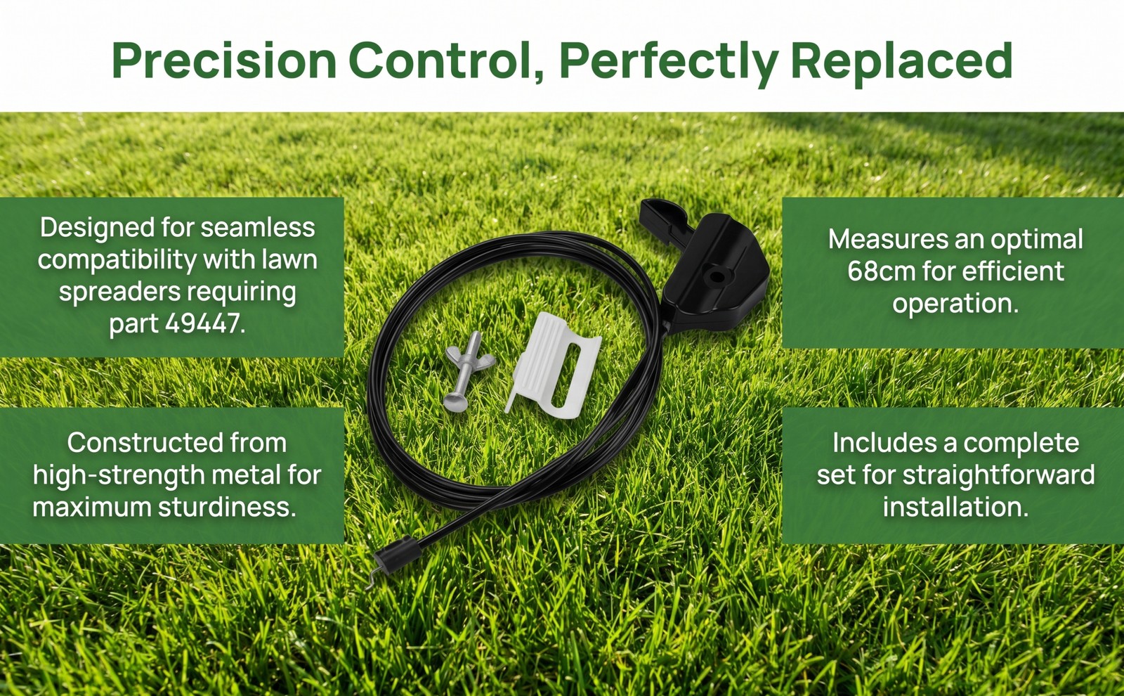 Control Cable for Lawn Spreader 49447 Reliable Easy to Install Professional