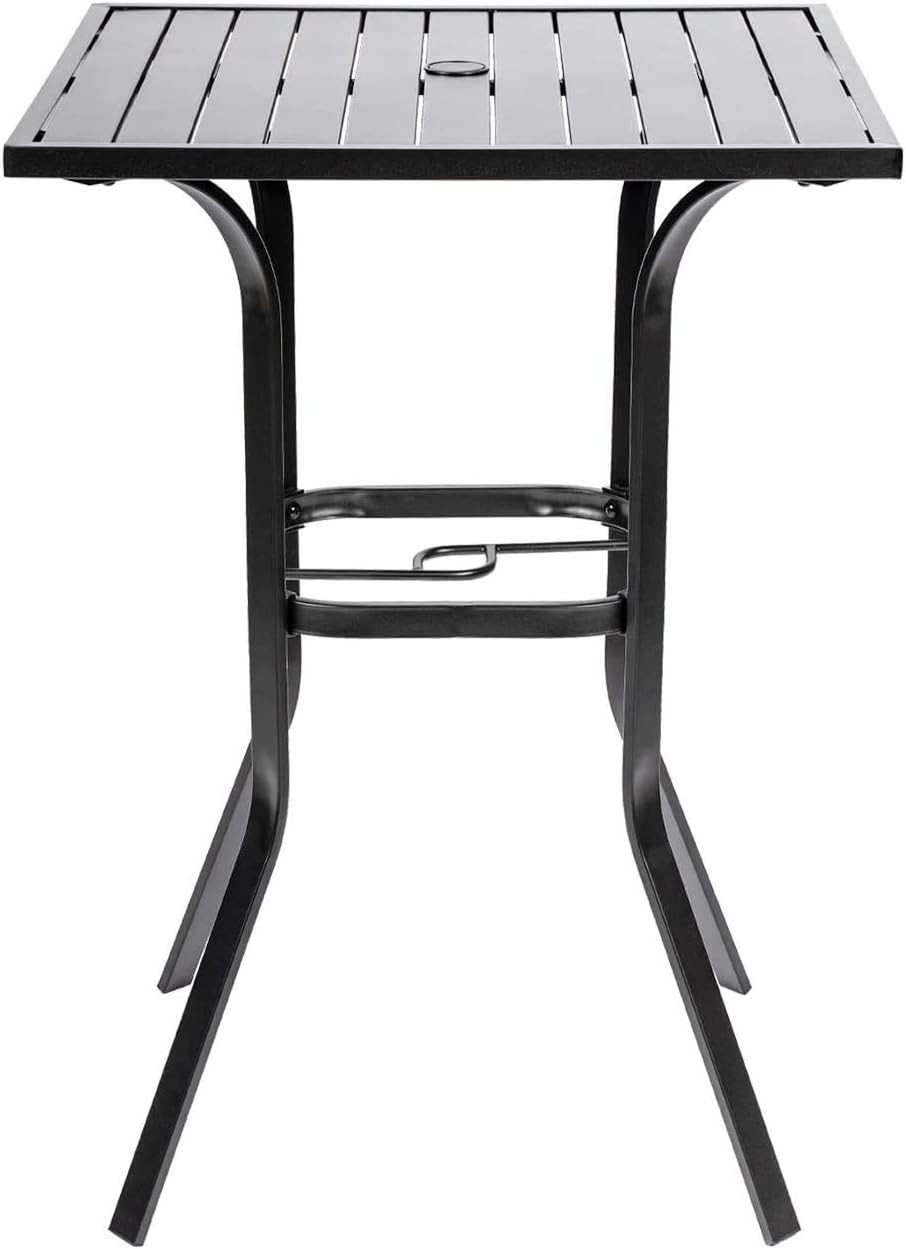 Patio Height Bar Table, Outdoor Bistro Square High  Dining Table with 1.57''