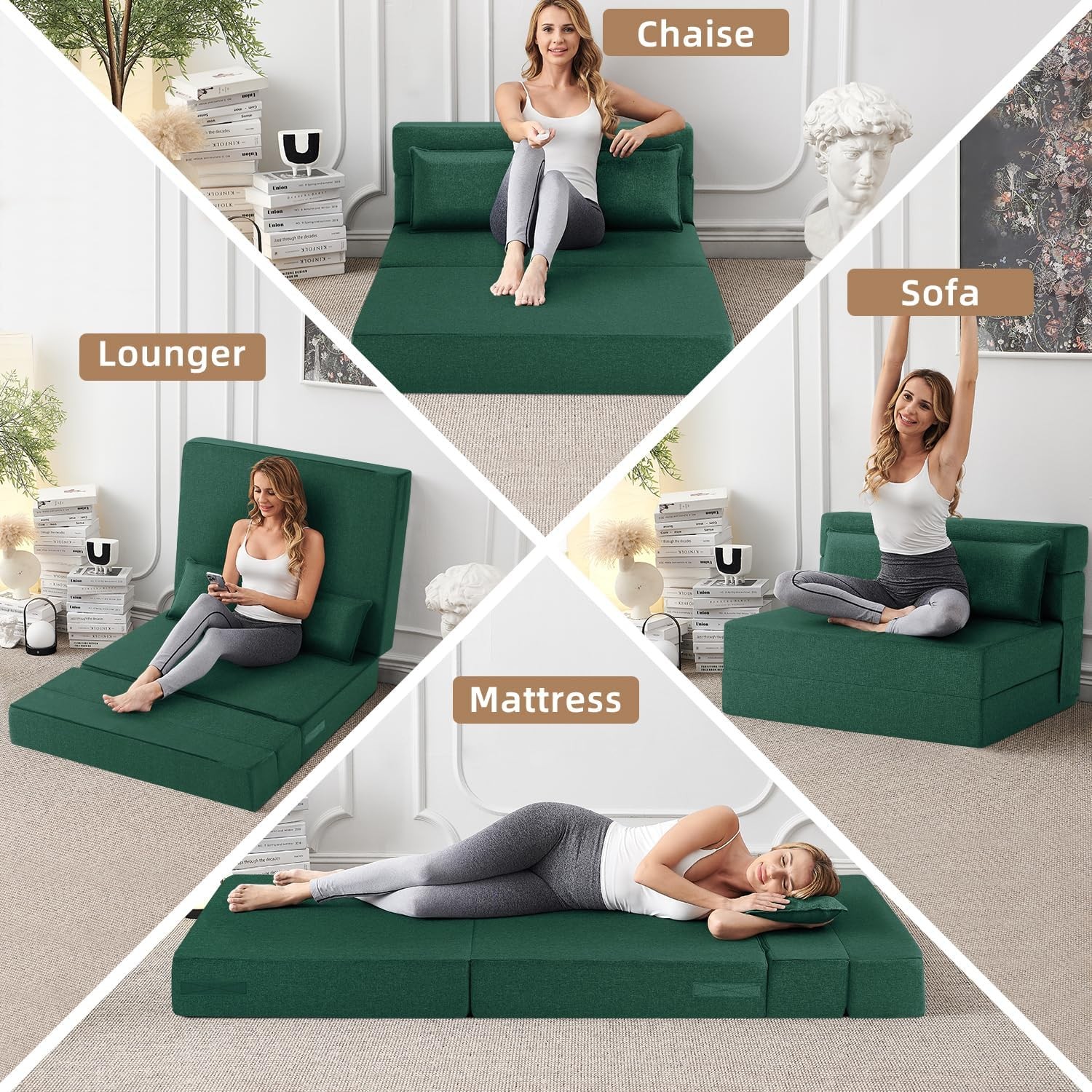 Folding Sofa Bed Convertible Sleeper Chair Bed Adults Fold Out Chair to Bed