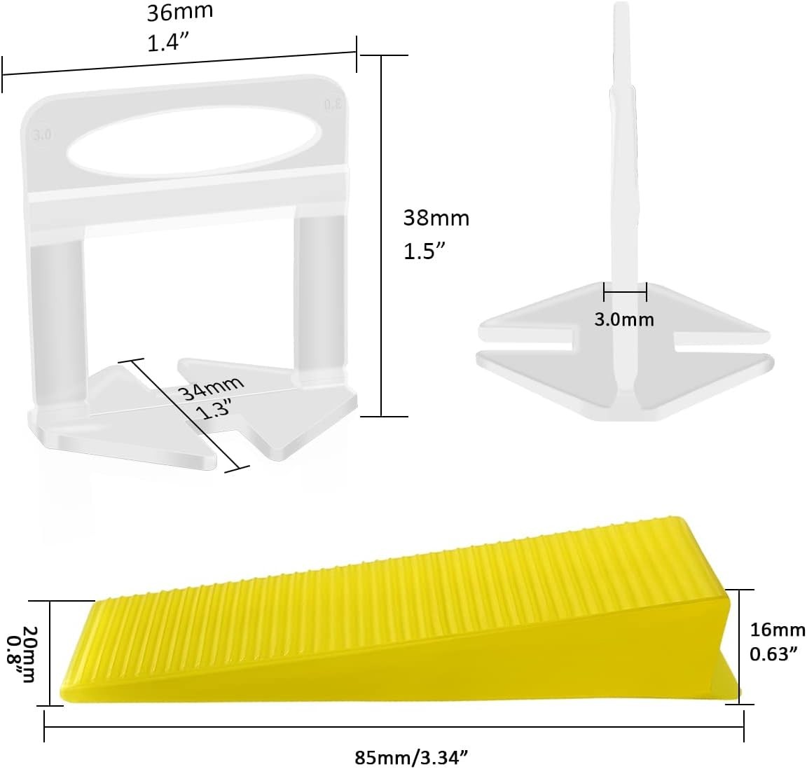 Tile Leveling System - Complete Set with 300 Tile Spacers Clips & 100 Wedges