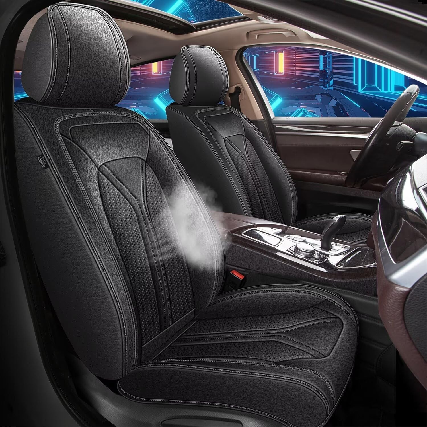 Car Seat Covers Fit for Honda Ridgeline 2006-2025 2026 Breathable Leather Sea...