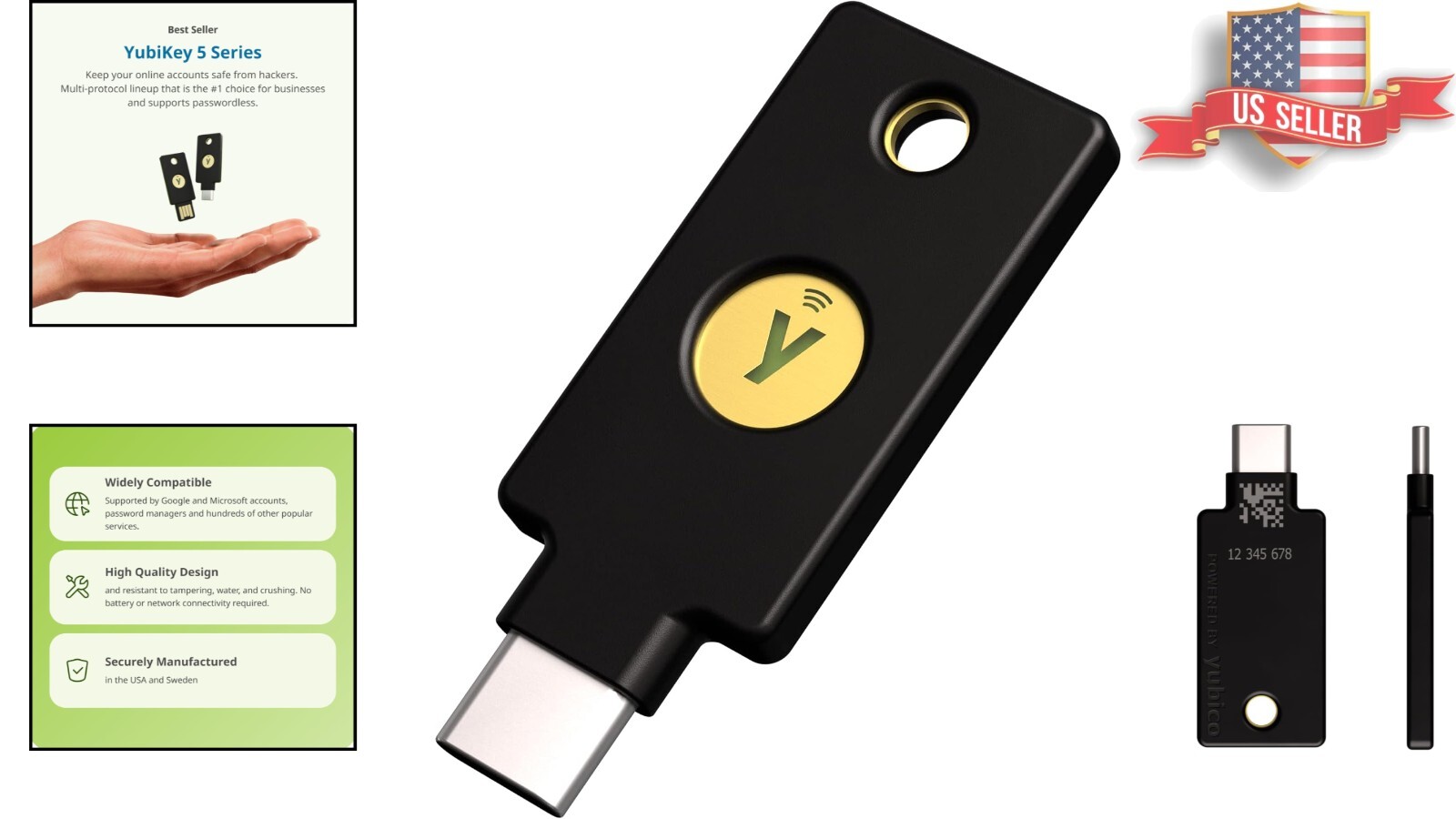 Portable YubiKey 5C NFC - Trusted 2FA Security for Mobile & Desktop Devices