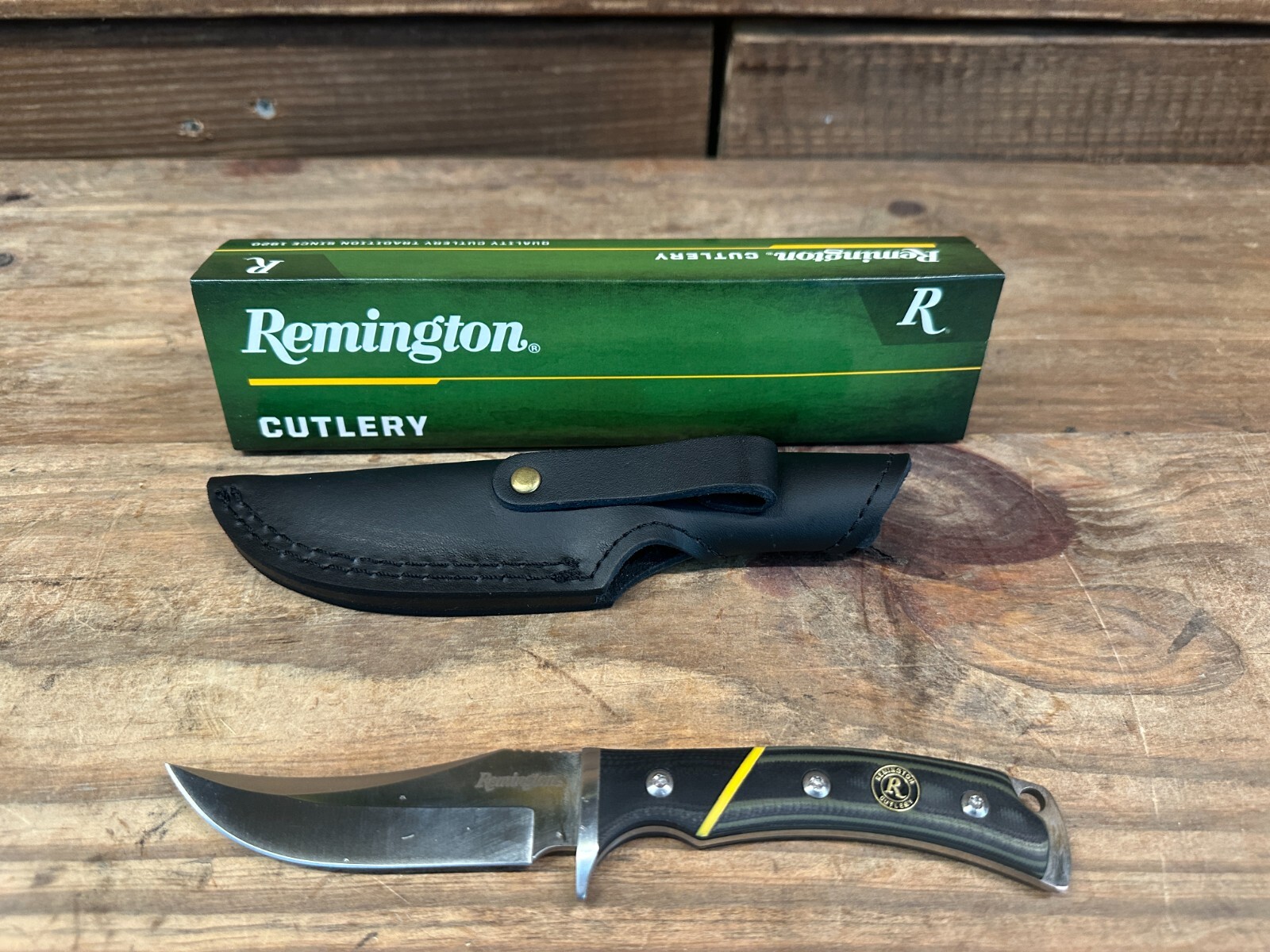 Remington Cutlery Trailing Point Hunter Fixed Blade 7" Leather Case New (QTY)
