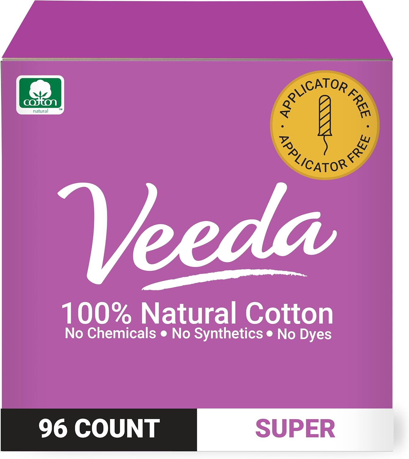 100% Natural Cotton Tampons Super Absorbency - Non-Applicator Tampons with Leak
