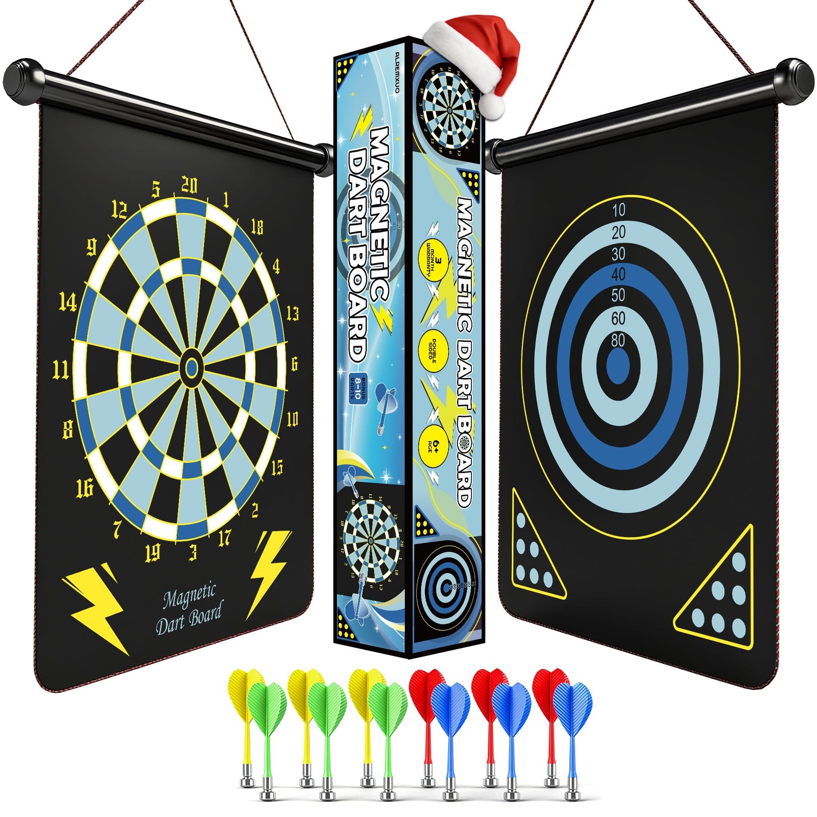 ALREMXUO Magnetic Dart Board for Kids & Teens - Safe Game & Cool Room Decor Gift