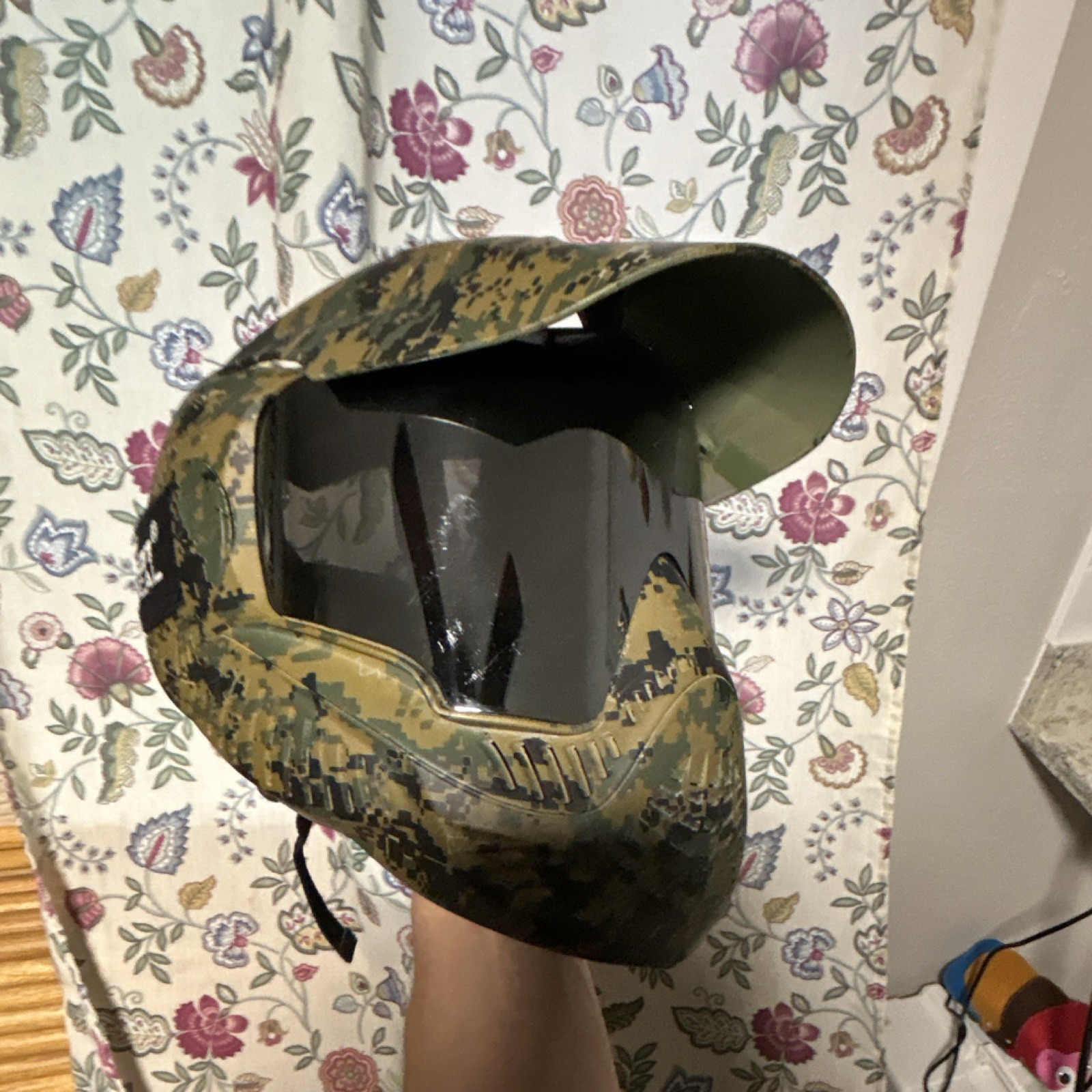 Valken Tactical Full Face Paintball Mask/Goggles w/ Visor, Camo Green/Black/Tan