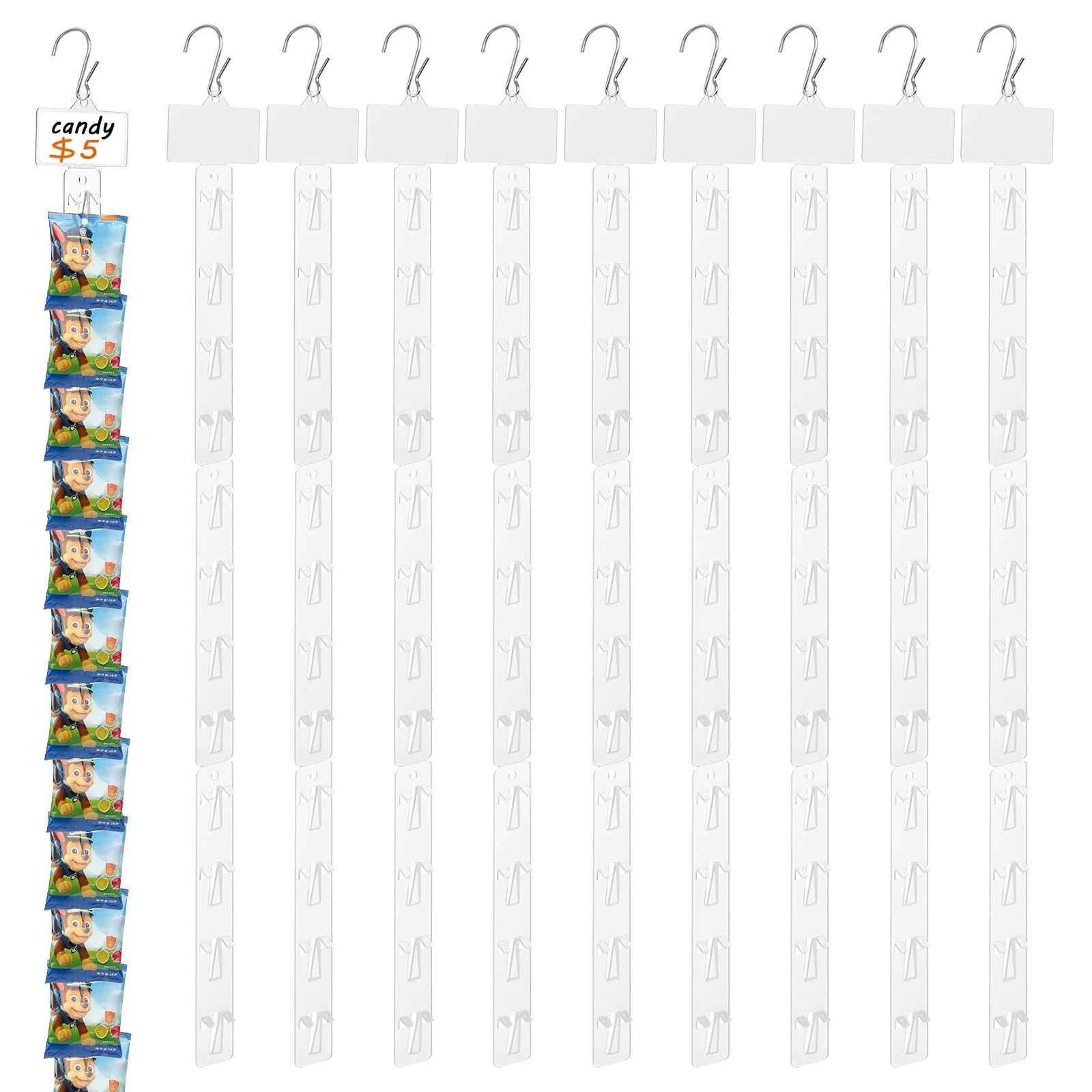 10 Pack Station Hanging Strips Plastic Display Merchandise Strip with Clips H...