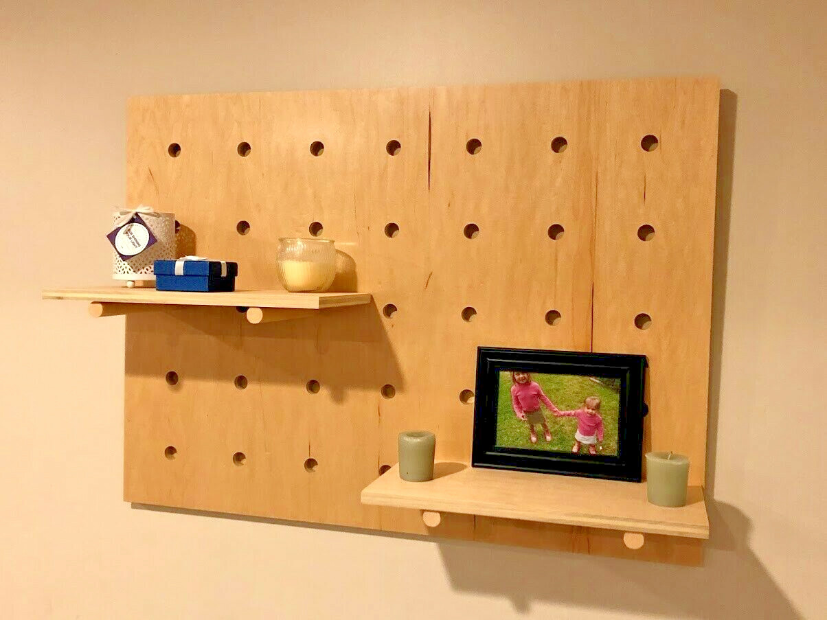 Modern Pegboard Display, Custom Wood Wall Orgainizer
