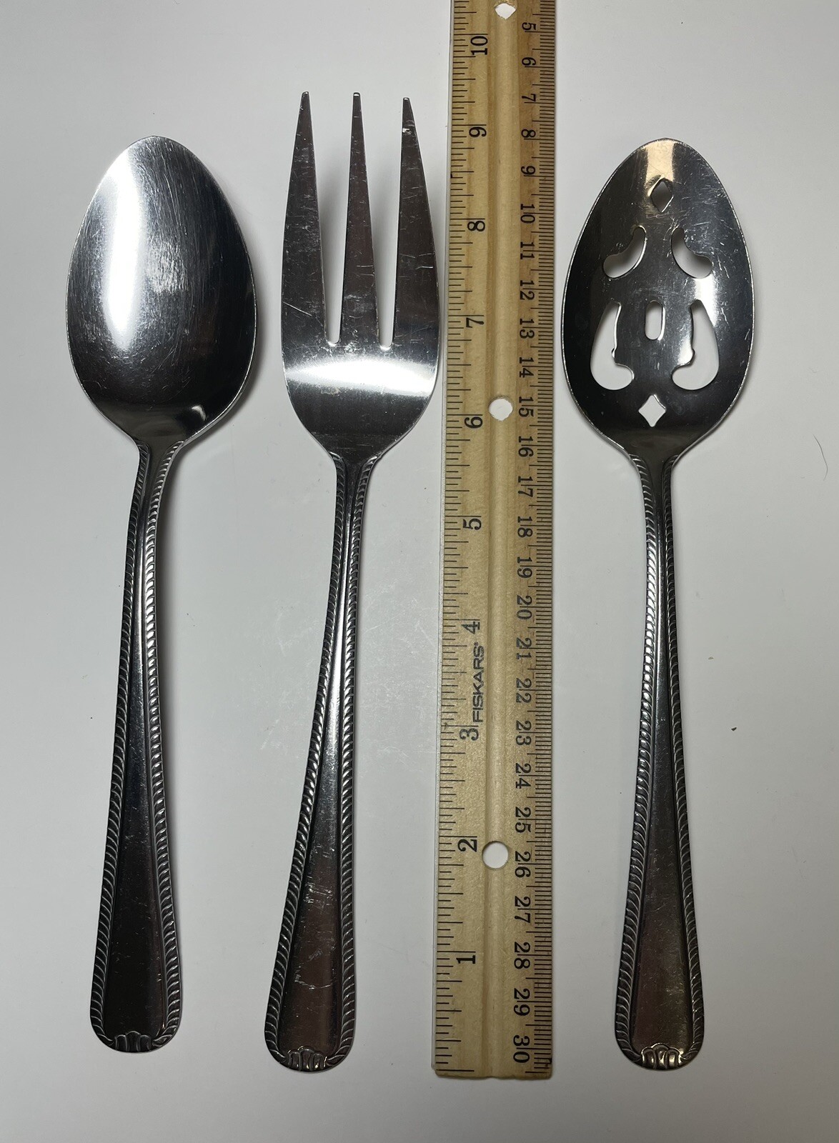 International Silver Stainless Serving Set - Serving Fork, Spoon, Slotted Spoon
