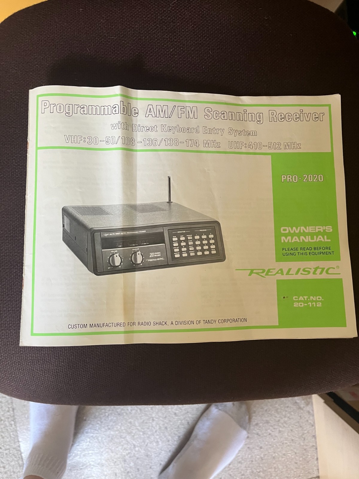 REALISTIC PRO-2020 AM/FM Programmable Scanner Receiver Owner's Manual