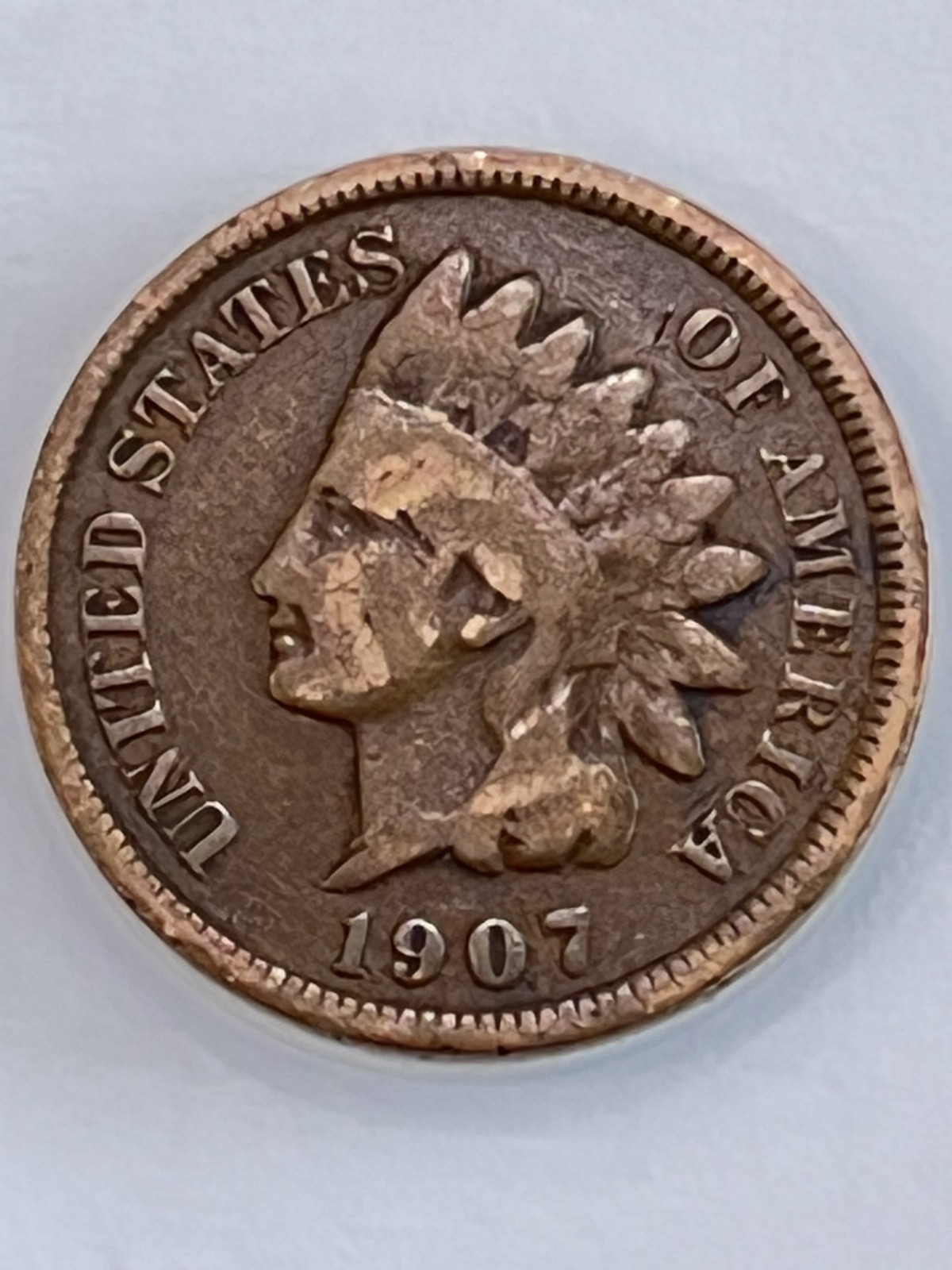 1907 Indian Head Cent – Fine Condition – Full Date – Nice Brown Coin