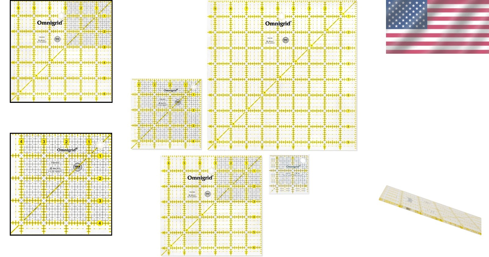 Quilting Ruler Set 4-Pack 2.5" 4.5" 6.5" 9.5"