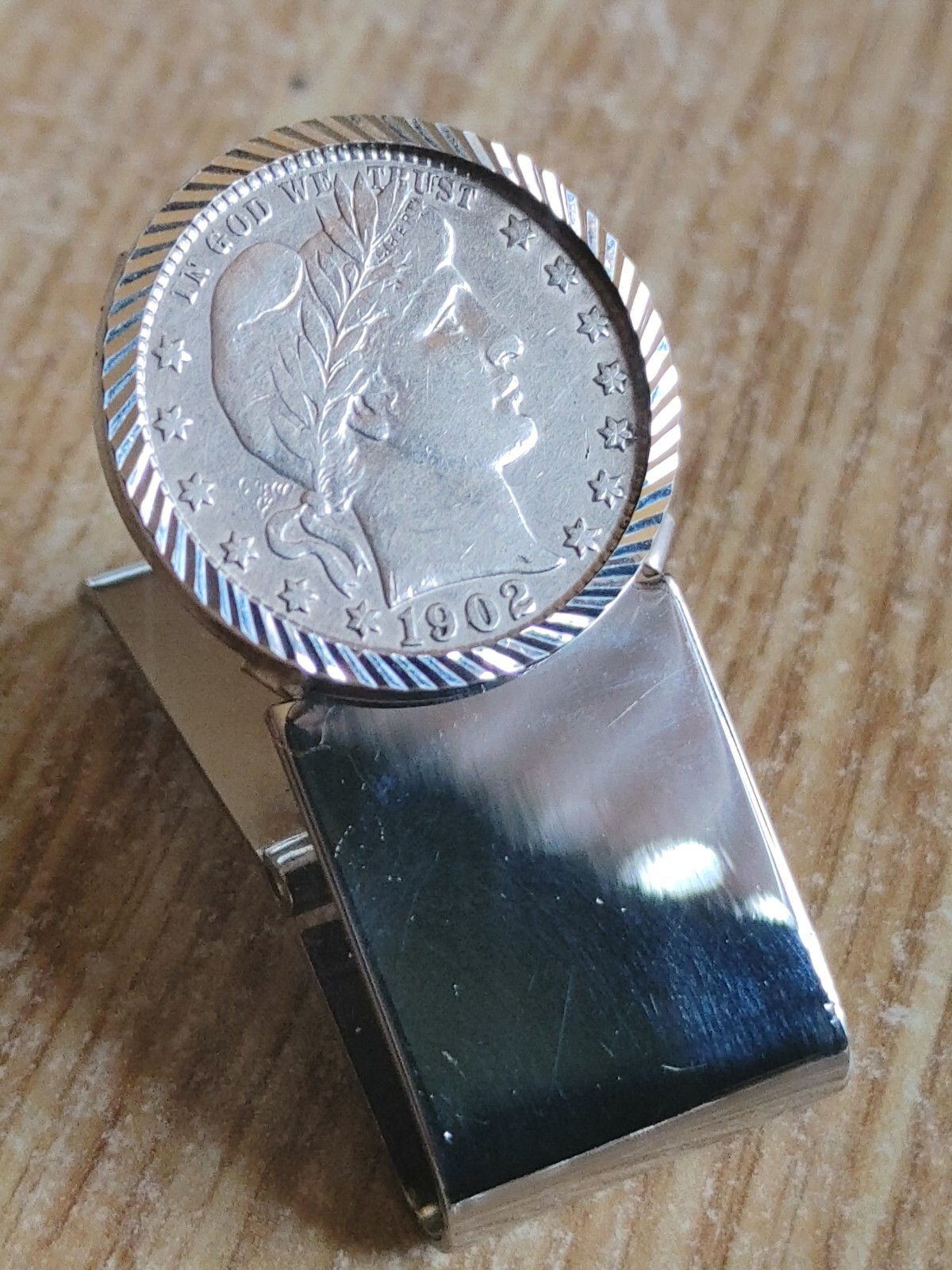 Americana 1902 Liberty Quarter Money Clip 925 Sterling Silver Strong & Well Made