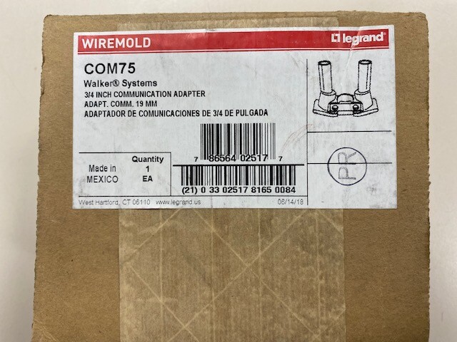 NEW - Legrand Wiremold Walker Systems COM75 3/4" Communication Adapter